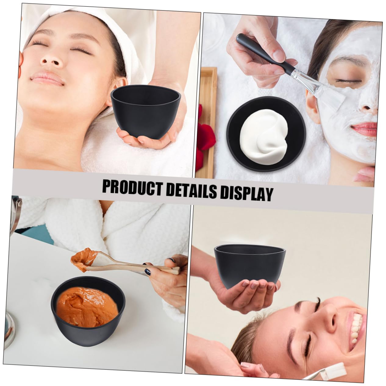 NOLITOY 4-Piece Black Silicone Mask Mixing Bowls Set - DIY Facial Mask Making Tools for Skin Care, Cosmetic Mud Stirring & Mixing Containers - Perfect for Spa, Beauty Salon & At-Home Skincare Routines