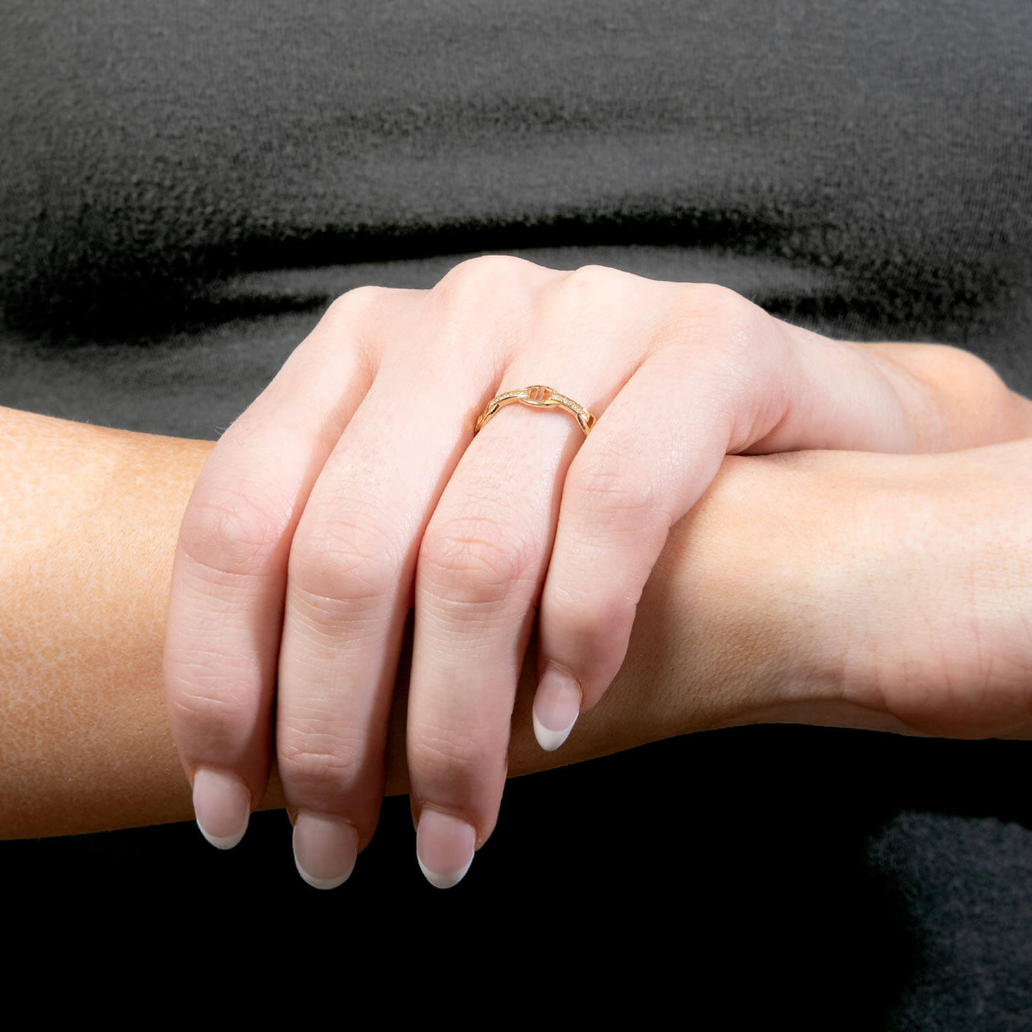 14K Gold Diamond Anchor Link Ring for Women - Elegant Nautical Jewelry Gift for Her - Perfect for Weddings, Anniversaries & Everyday Wear