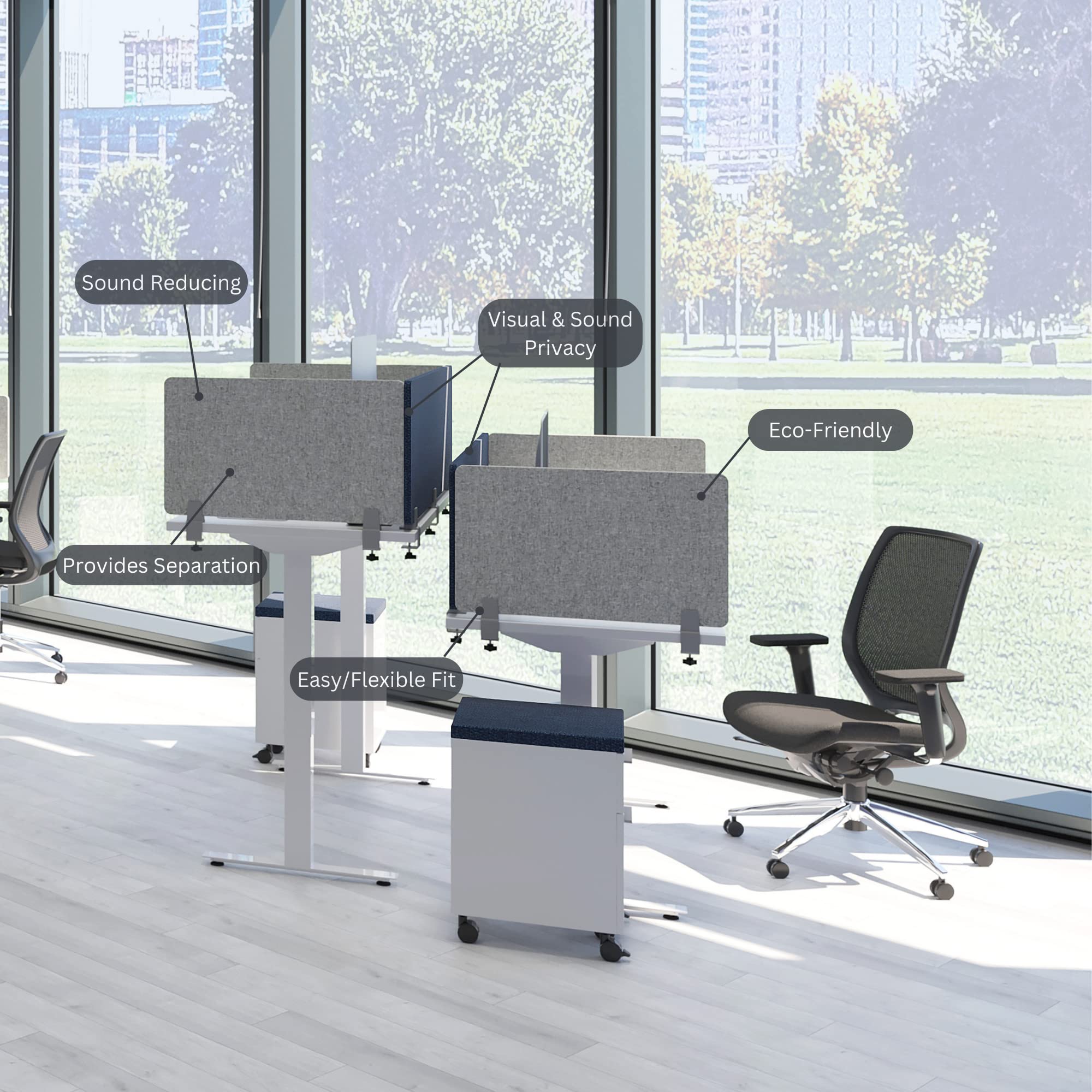 Sound Absorbing Panel Privacy Shield - Noise Reducing Office Divider for Cubicles, Study Desks & Home Offices (60