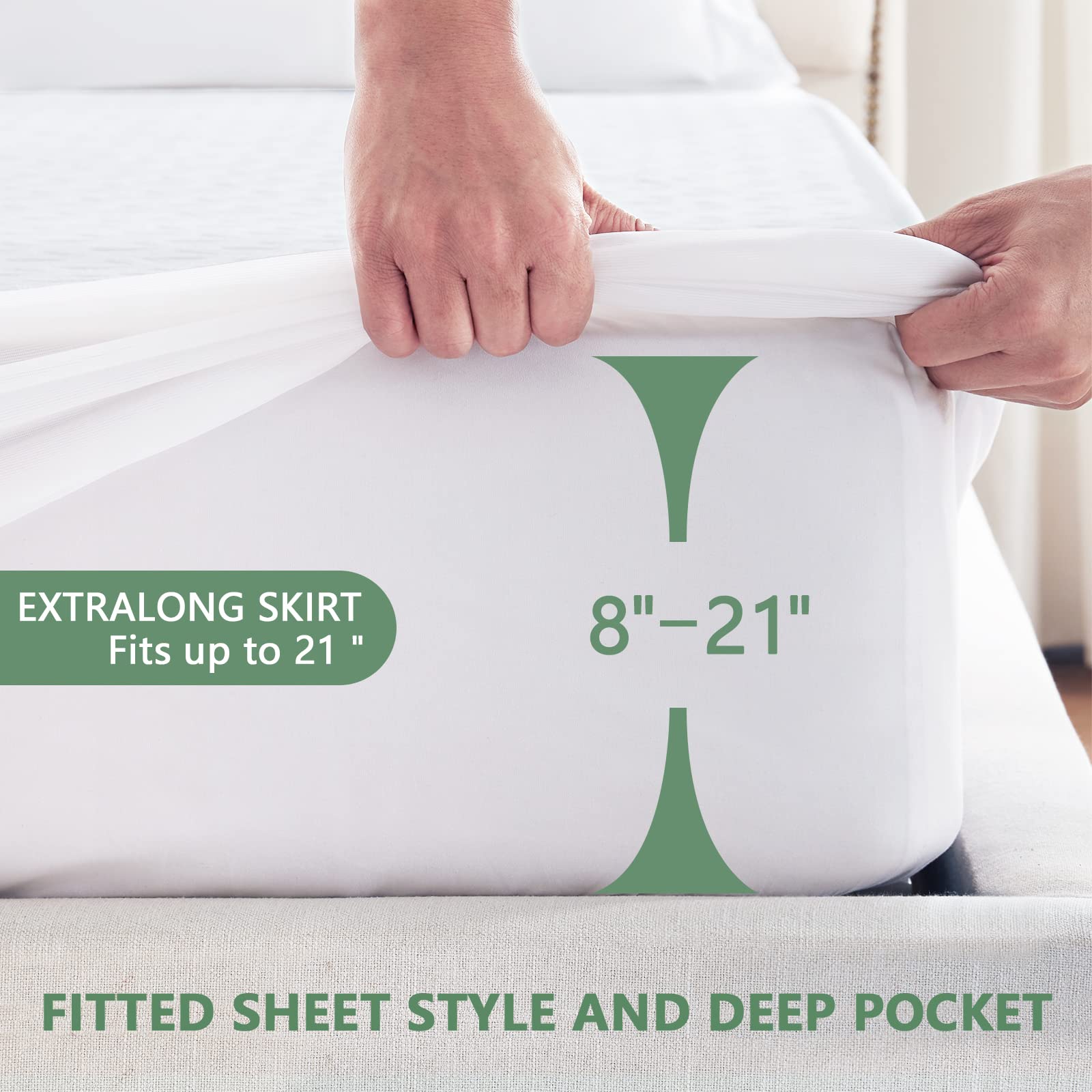 Premium 100% Waterproof Mattress Protector Twin XL Size - Breathable 3D Air Fabric Cooling Mattress Pad Cover - Soft, Noiseless & Washable Bed Cover for 8
