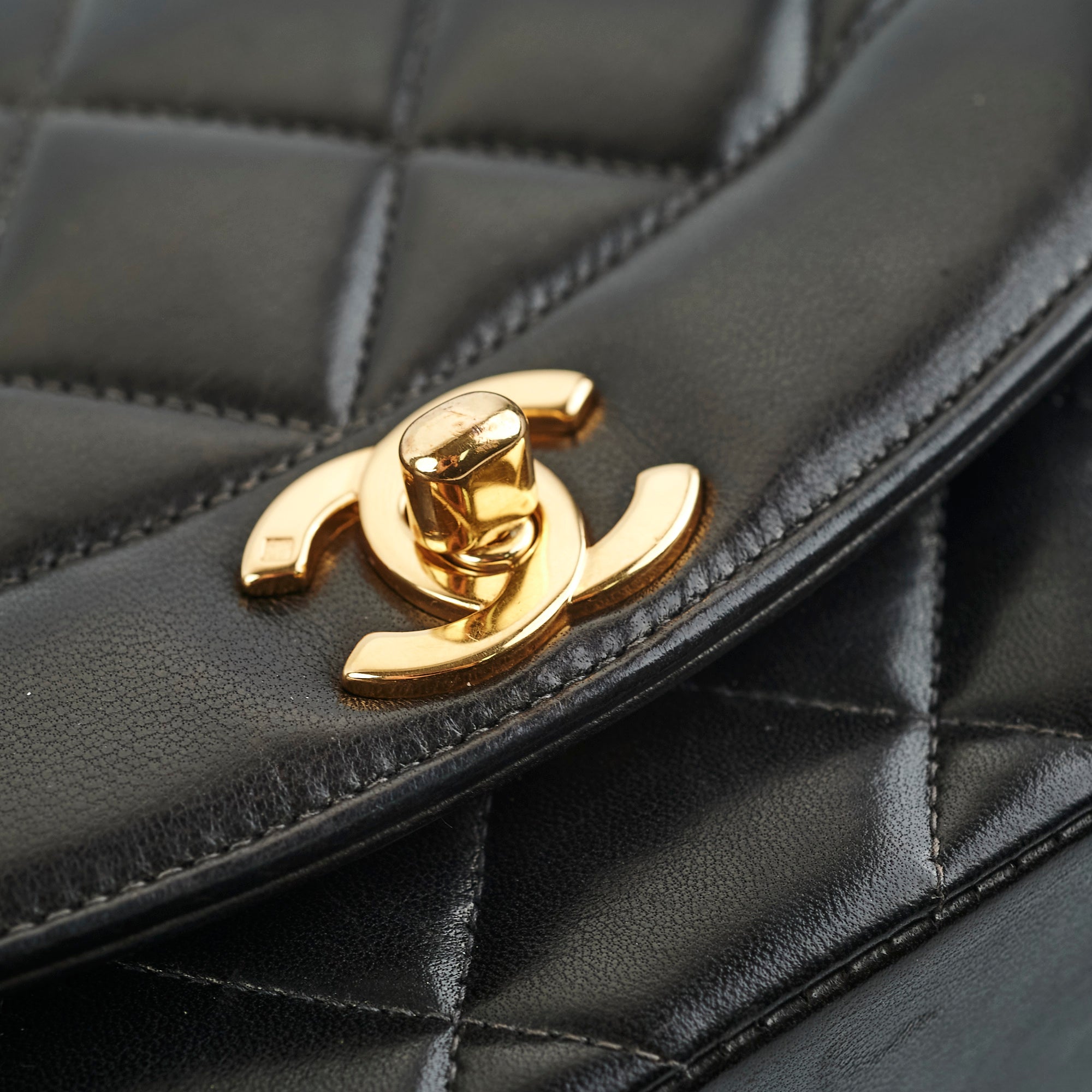 Authentic Chanel Small Vintage Diana Lambskin Leather Shoulder Bag Black - Perfect for Date Night & Special Occasions