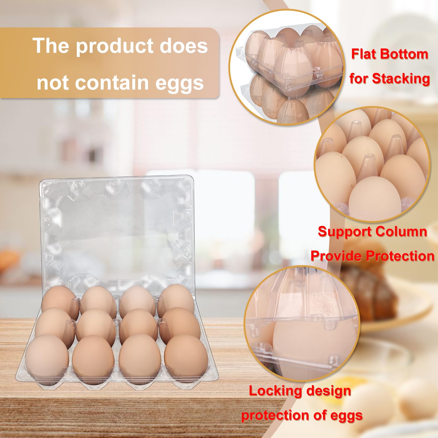 150 Pack Clear Plastic Egg Cartons - Bulk Chicken Egg Holders & Trays for Home Kitchen, Farm, Market - Eco-Friendly 12 Grid Egg Storage Solution - Perfect for Organizing, Selling Eggs, or Farmers Market Displays