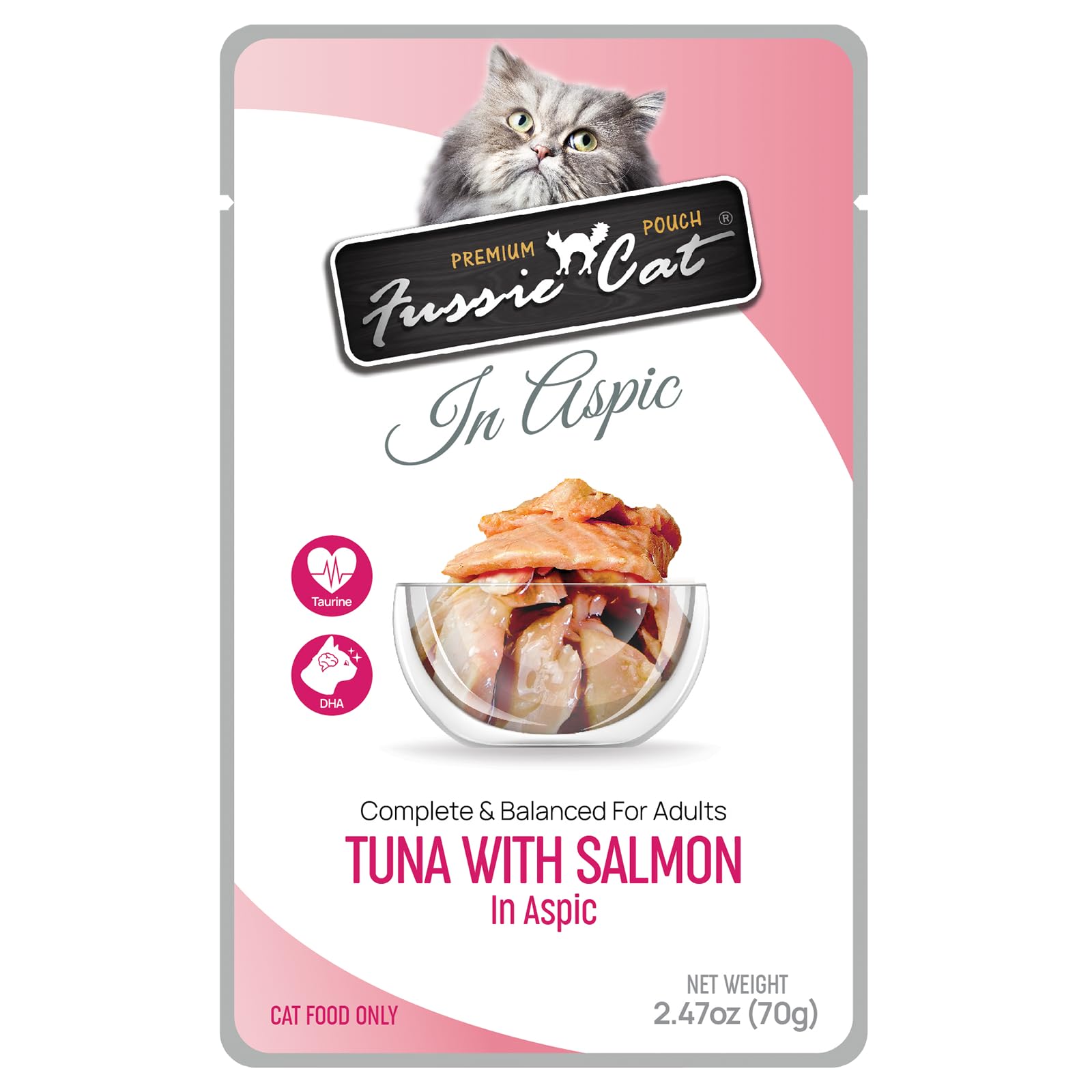 Premium Fussie Cat Tuna with Salmon in Aspic - Grain-Free Wet Cat Food for Adult & Senior Cats - High Protein, Natural Ingredients - Perfect for Picky Eaters & Special Occasions