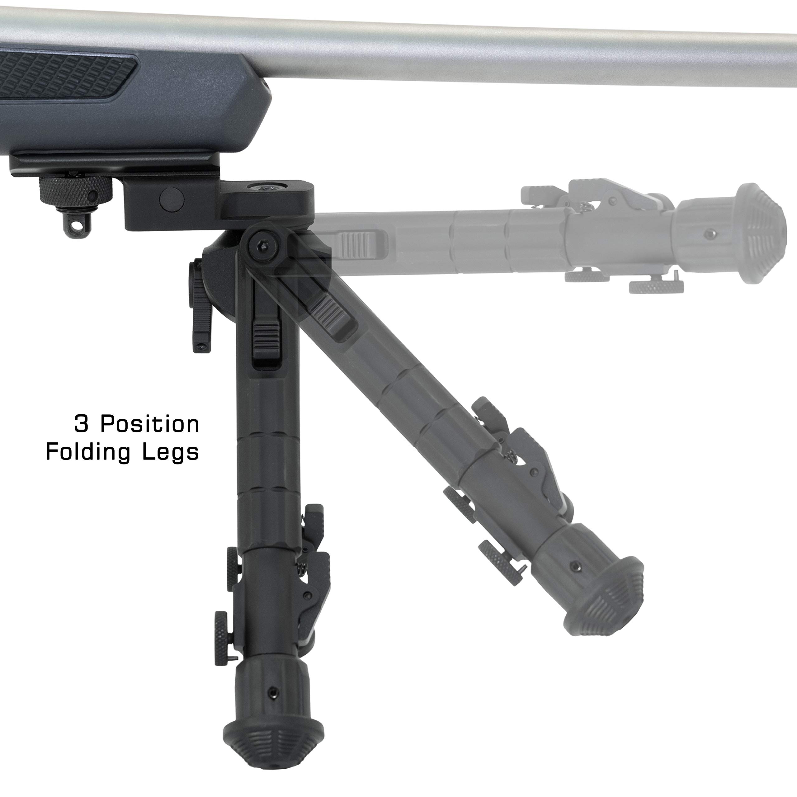 UTG Recon 360 Bipod - Adjustable Swivel Rifle Bipod for Hunting & Shooting - Black - Universal Fit for Adults - Perfect for Outdoor Adventures, Range Practice & Tactical Use