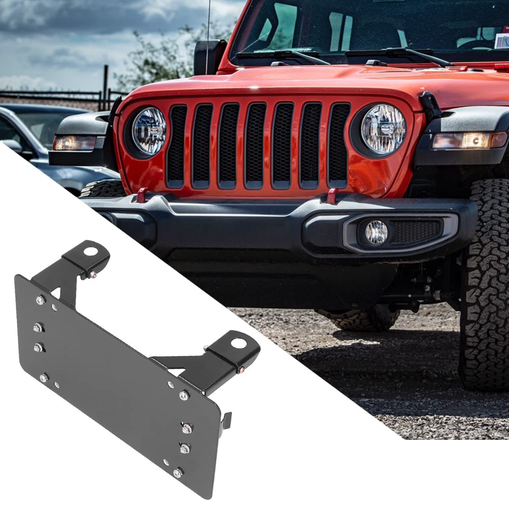 Zcargel Heavy Duty Metal License Plate Holder - Universal Winch Roller Fairlead Mounting Bracket for Cars, Trucks & Motorcycles - Durable Steel Number Plate Frame for Off-Road, Towing & Adventure Vehicles