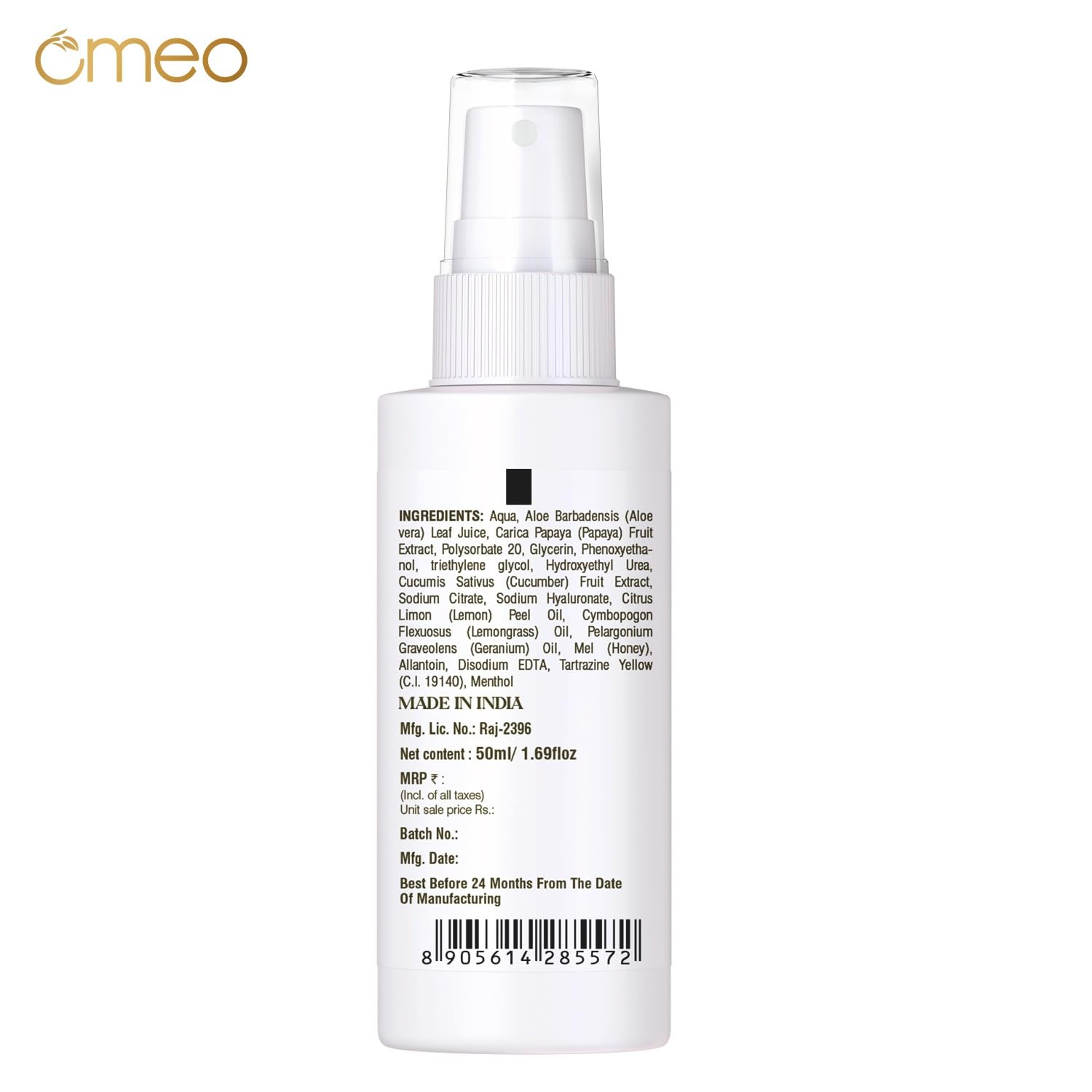 Omeo Lemon Face Mist - 50ml Hydrating Facial Spray for Dry Skin, Refreshing & Soothing, Perfect for Travel, Gym & Daily Skincare Routine