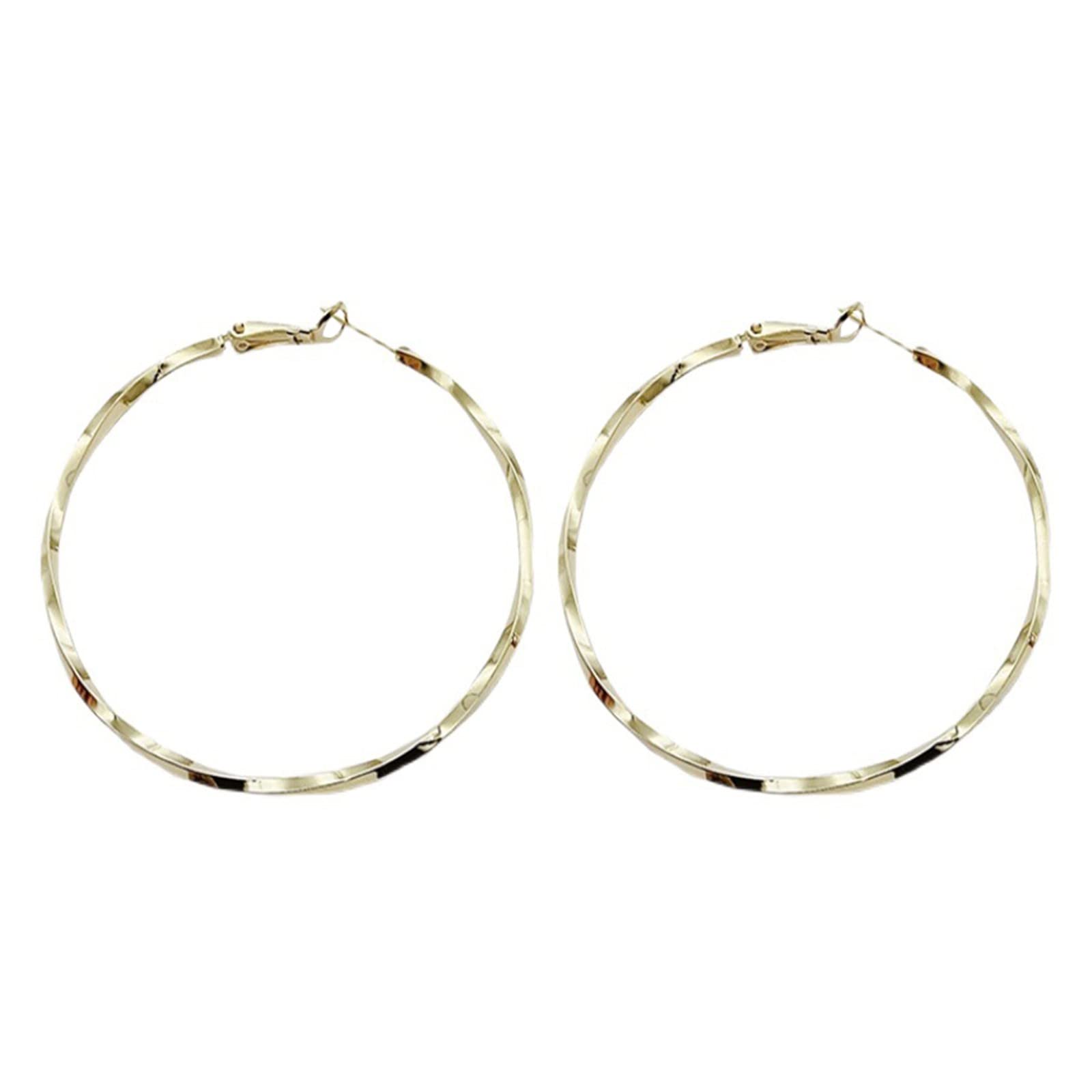 Twist Hoop Earrings for Women - Silver Metal Stud Earrings, European & American Style Big Circle Lock Earrings (One Size) | Perfect for Parties, Dating & Everyday Fashion Accessories