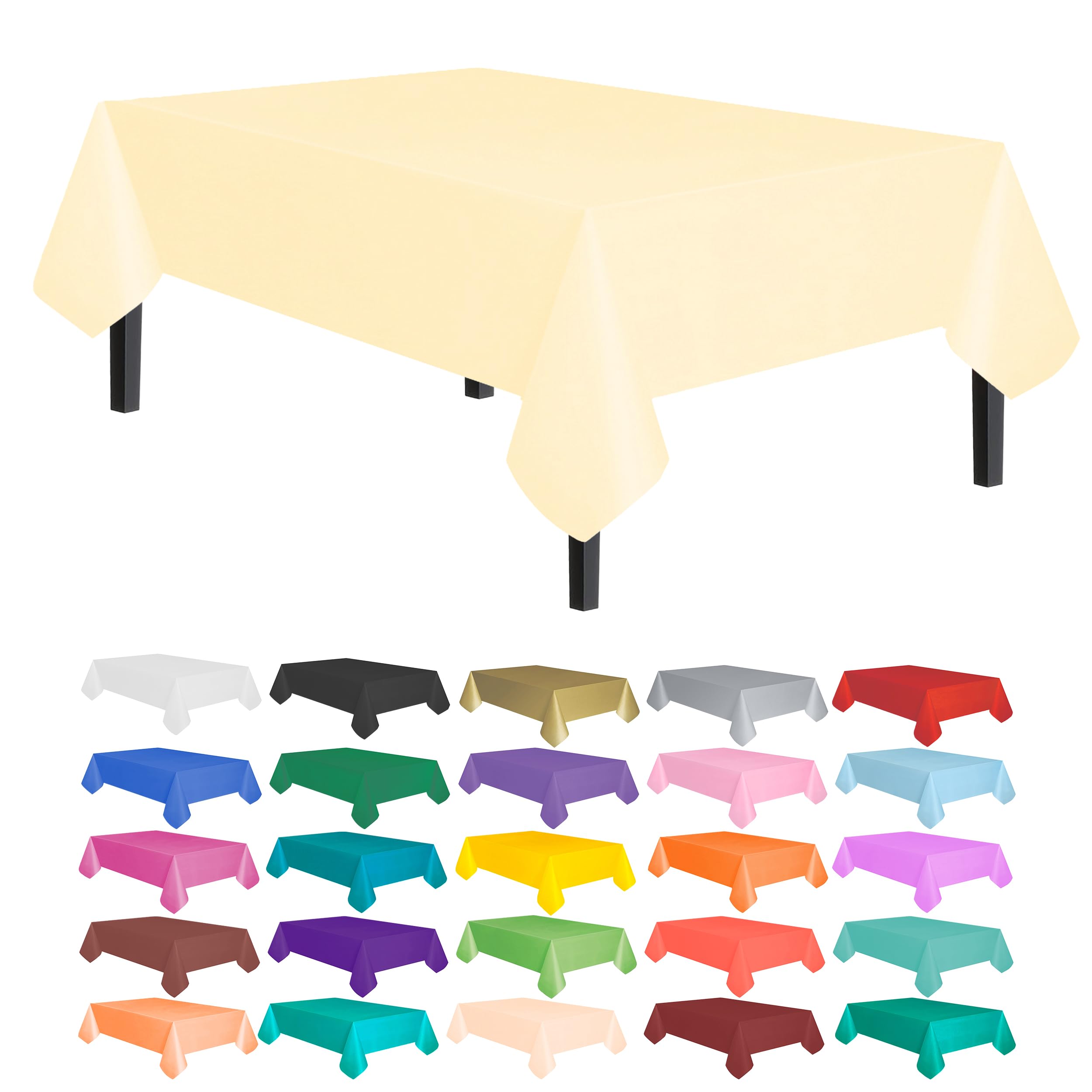 Allgala Waterproof Disposable Tablecloth 6-Pack (54x108 Inches, Ivory) - Perfect for Parties, Birthdays, Weddings, Picnics & Home Decorations | Durable & Spill-Proof for Indoor/Outdoor Events