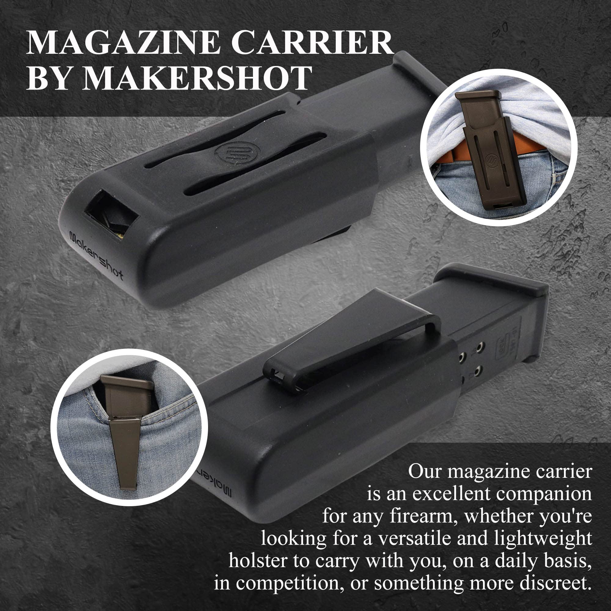 MakerShot Magazine Carrier - Tactical Belt Holster for Gun & Pistol Mags | Durable Ammo Storage & Clip Holder | Perfect for Range Training, Hunting & Tactical Missions