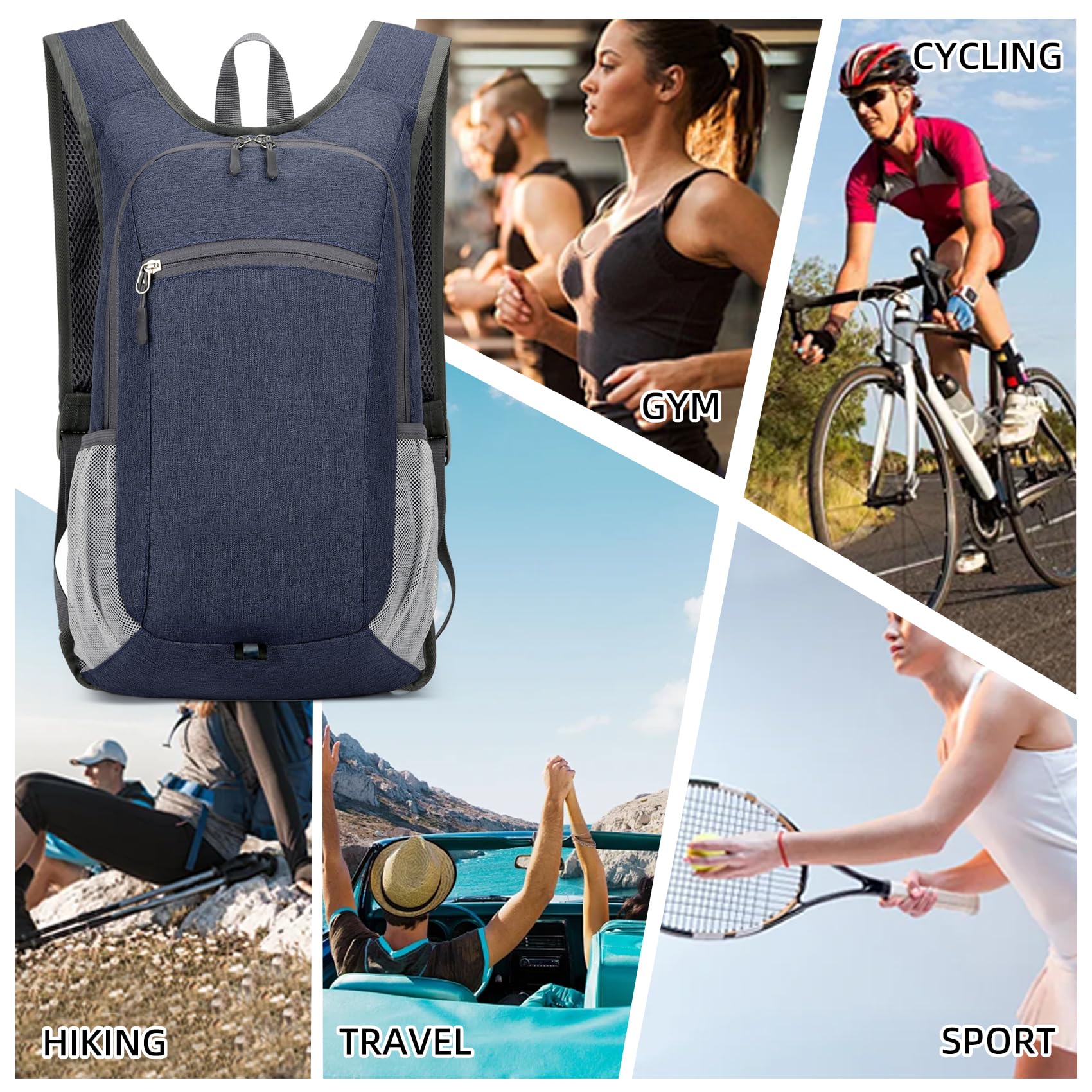 Valleycomfy Lightweight Foldable Hiking Backpack - Compact Travel Daypack for Camping, Hiking & Outdoor Adventures - Water-Resistant Packable Backpack for Women & Men (Dark Blue) - Perfect for Day Trips, Commuting & Travel Accessories