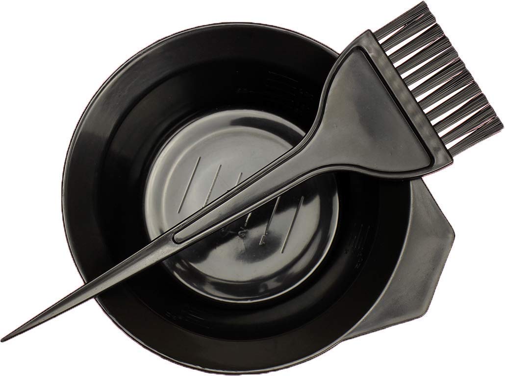 Professional Hair Coloring Kit - Black Plastic Dye Brush & Mixing Bowl (200ml) for At-Home Hair Dyeing | Includes 1 Brush | Perfect for DIY Salon Treatments & Root Touch-Ups