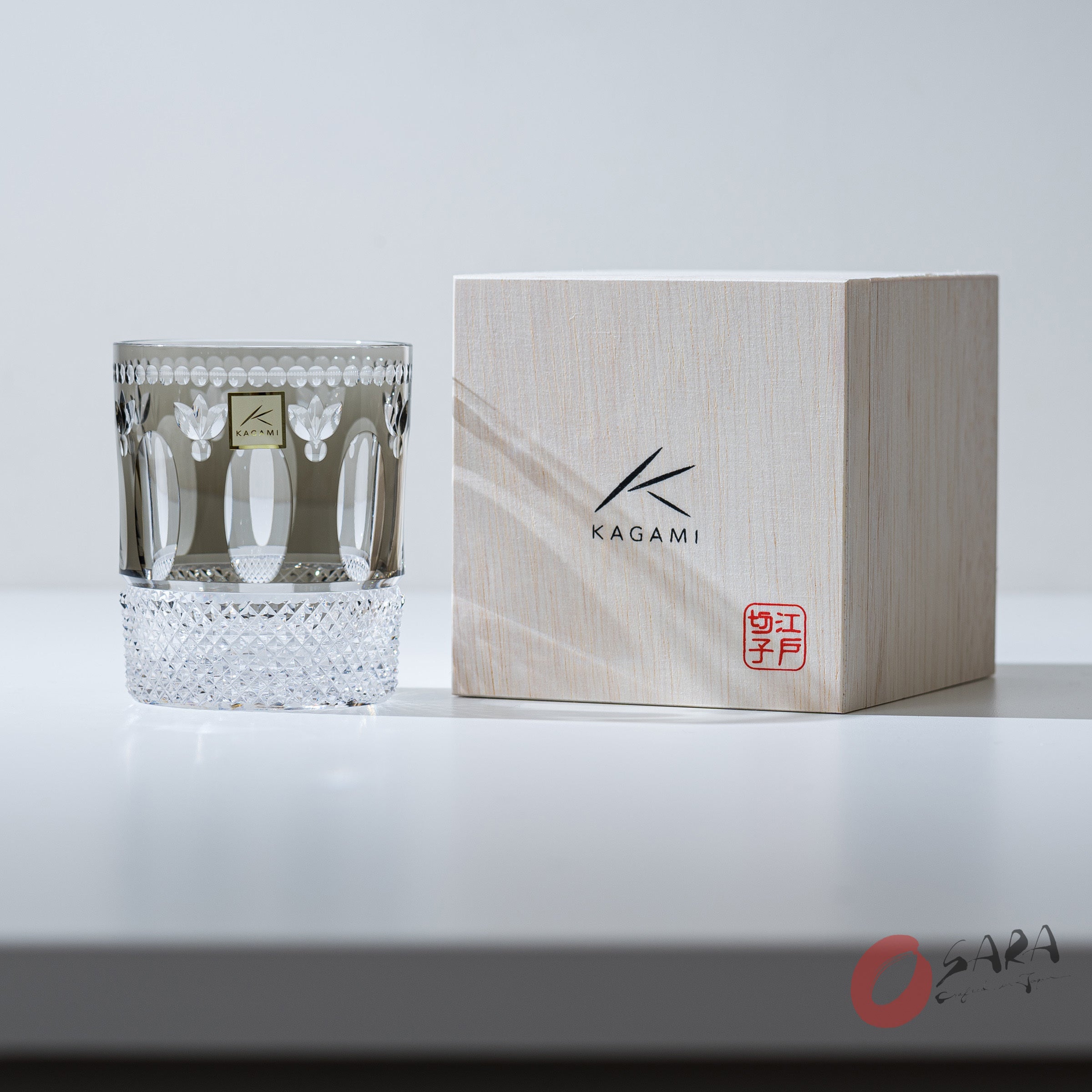 Premium KAGAMI Crystal Whiskey Glass Set - Vintage Retro Design for Bourbon, Scotch & Cocktails - Elegant Barware for Home, Parties & Gifts