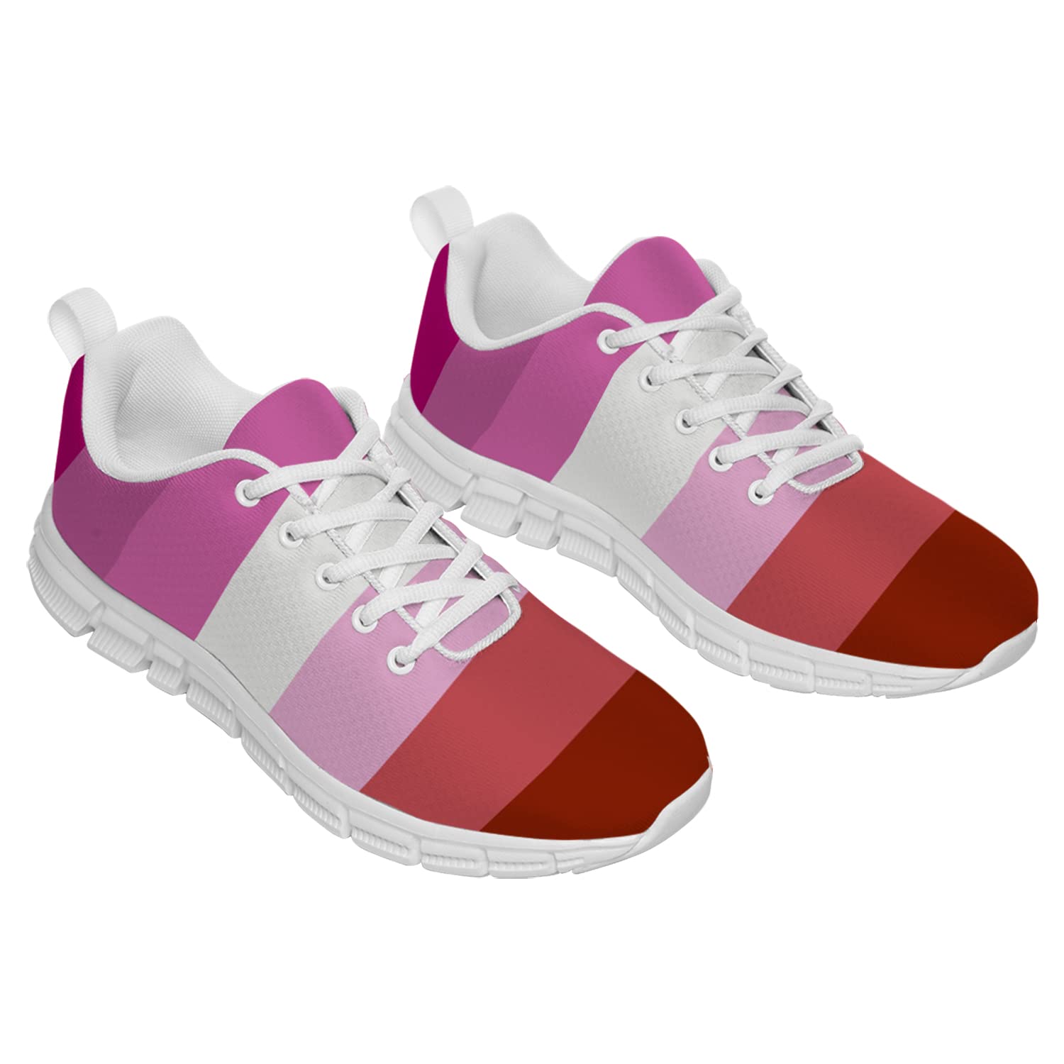 Lesbian Pride Flag Running Sneakers for Women & Girls - Comfortable Sport Walking Tennis Shoes - LGBT Month Gifts (Men's 6/Women's 8) in Pink - Perfect for Pride Parades, Workouts & Everyday Wear