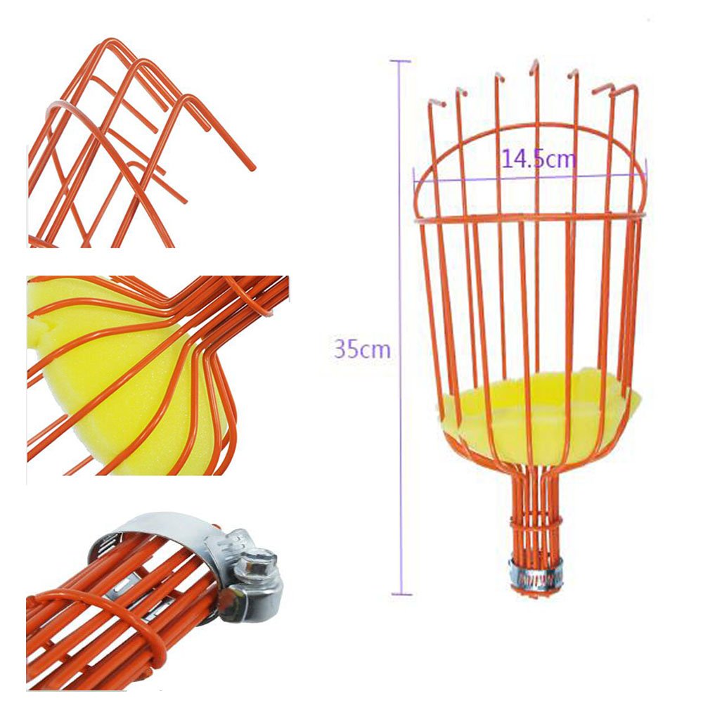 Stainless Steel Fruit Picker Tool with Basket - Extendable Harvesting Pole for Apples, Pears & Citrus Fruits | Perfect for Home Gardeners & Orchard Workers