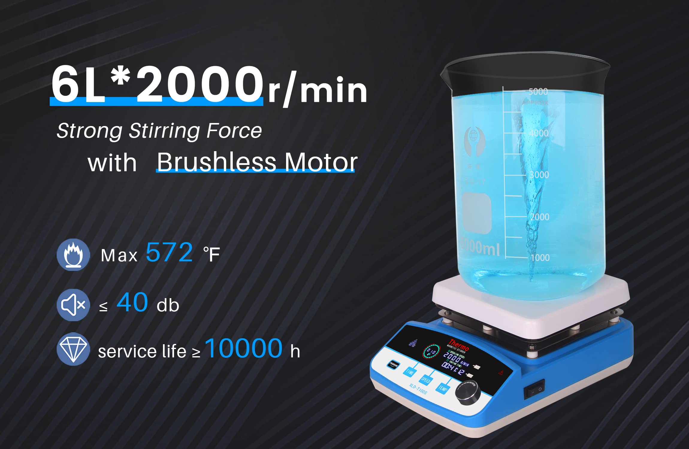 Magnetic Stirrer Hot Plate 6L Capacity with 6.5