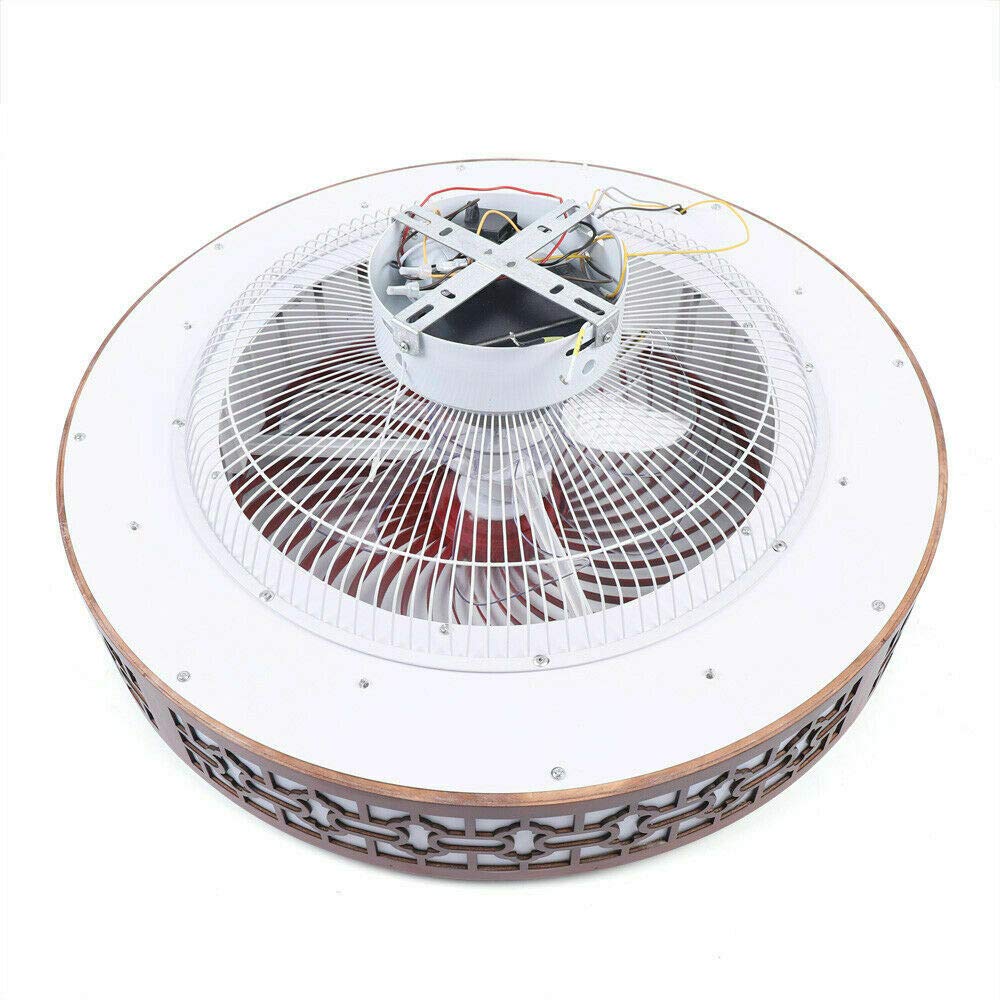 22 Inch Smart LED Ceiling Fan with Remote Control - Wood Frame Semi Flush Mount Chandelier, 3 Color Changing Lights, Invisible Blades - Perfect for Bedroom, Living Room & Nursery (Indoor Use)