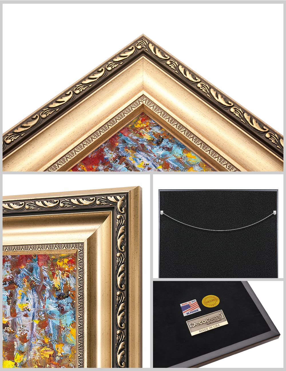 DECORARTS - David Ma's Gathering Birds Abstract Landscape Wall Art | Giclee Print in Classic Golden Frame (26x26 Inches) | Ready to Hang | Perfect for Living Room, Bedroom & Office Decor