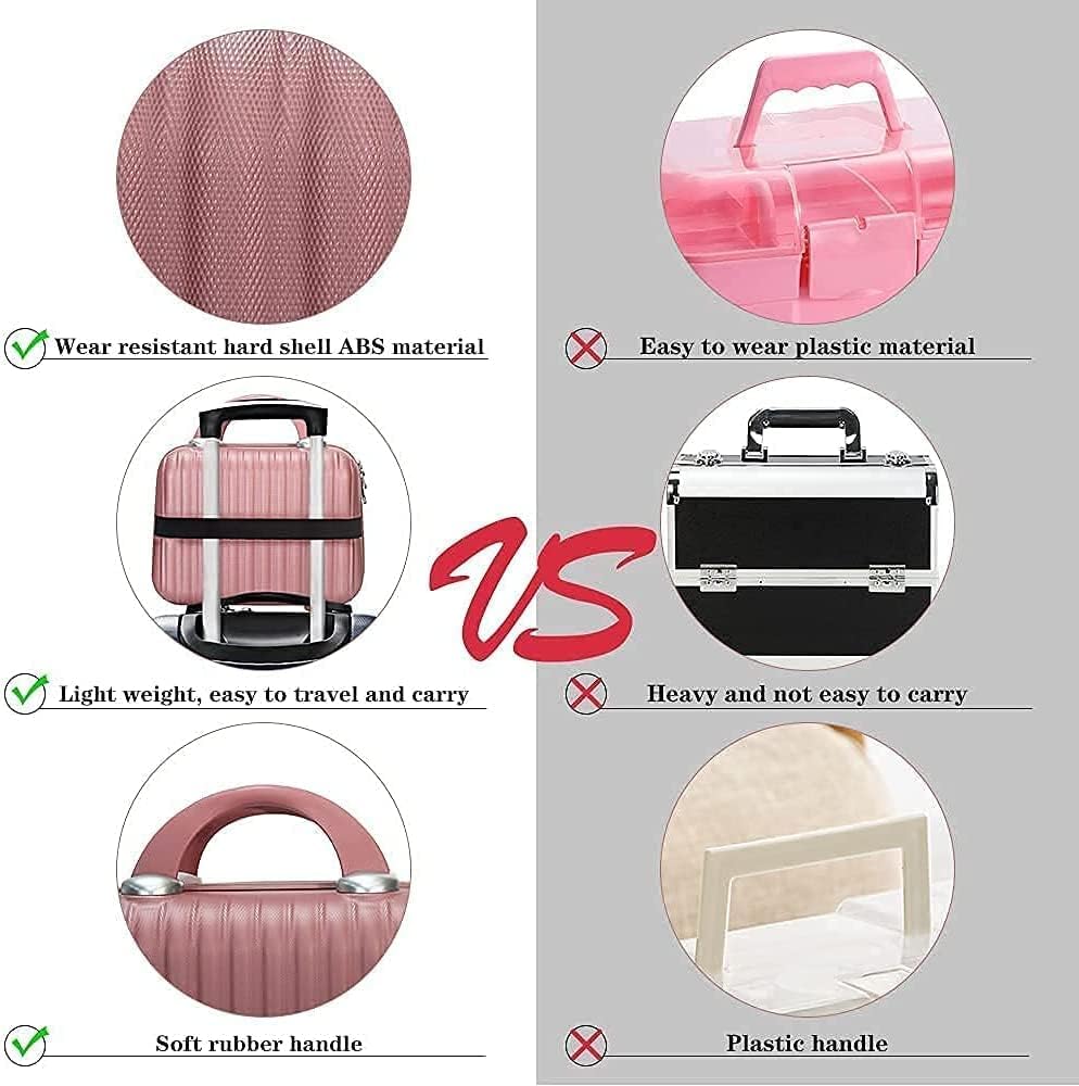 DROZIP Hard Shell Makeup Travel Case - Waterproof ABS Cosmetic Organizer Bag with Elastic Bands, Portable Mini Toiletry Bag for Lipstick, Eyeliner & Skincare | Perfect for Travel, Gym & Daily Organization