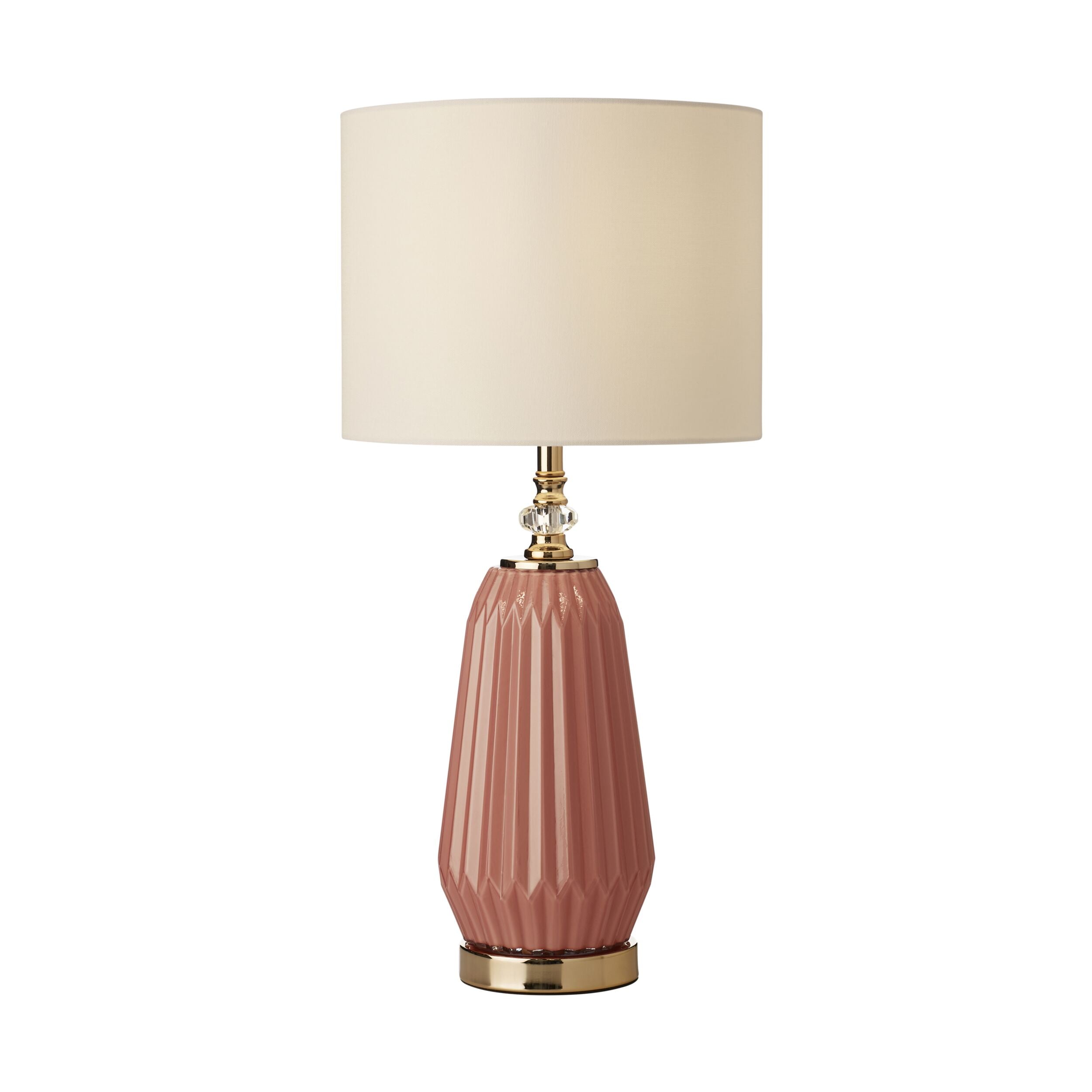 Astrid Dusty Pink Glass Table Lamp 60cm - Elegant Bedside Lighting for Bedroom, Living Room & Office Decor