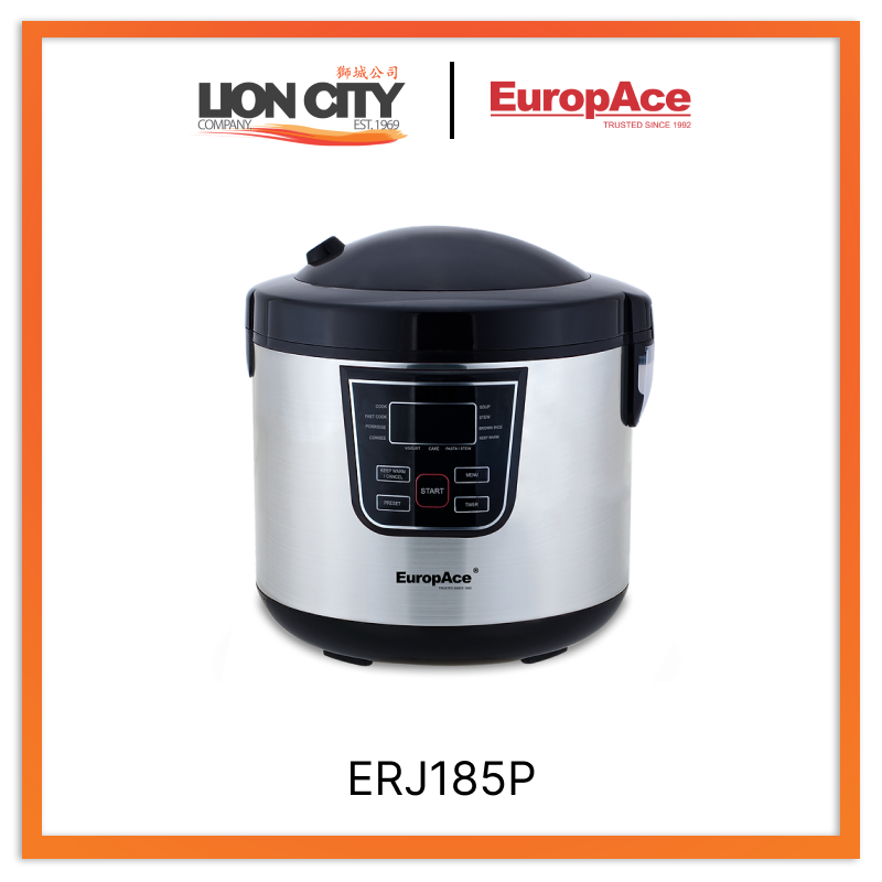 Europace ERJ185P 10-Cup Multi-Function Rice Cooker with Steamer & Slow Cooker - Perfect for Cooking Rice, Steaming Vegetables, and Making Soups for Family Meals
