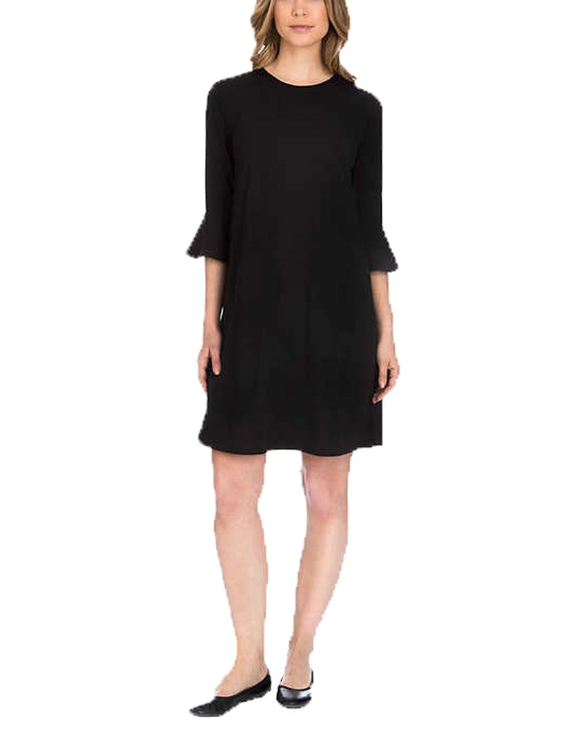 Women's Ruffle Sleeve Shift Dress - Flowy A-Line Midi Dress for Casual & Office Wear (Black, Medium) | Perfect for Work, Date Night & Summer Outfits