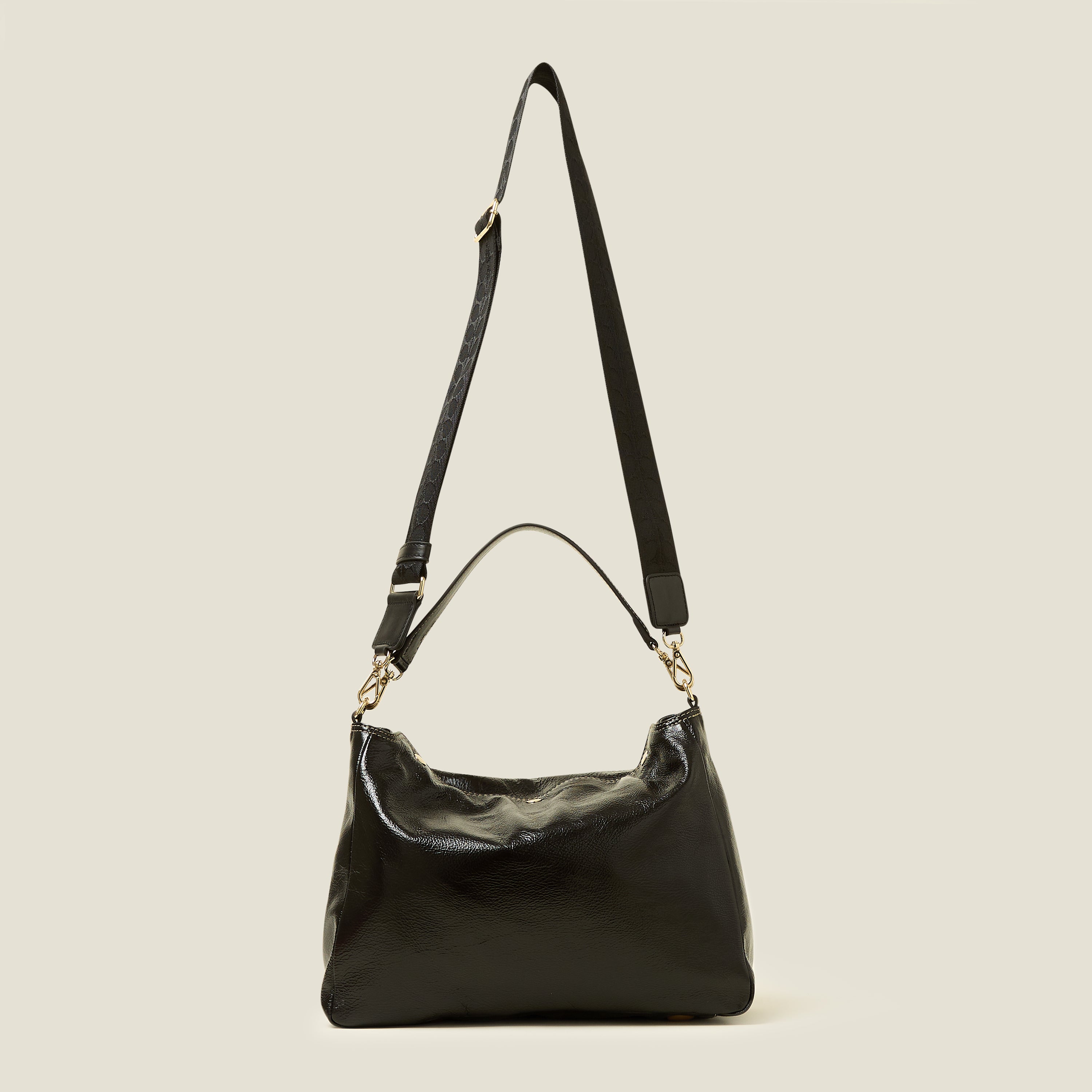 Softie Shoulder Bag with OK Applique - Stylish Black Crossbody Purse for Women, Perfect for Work, Travel & Everyday Use