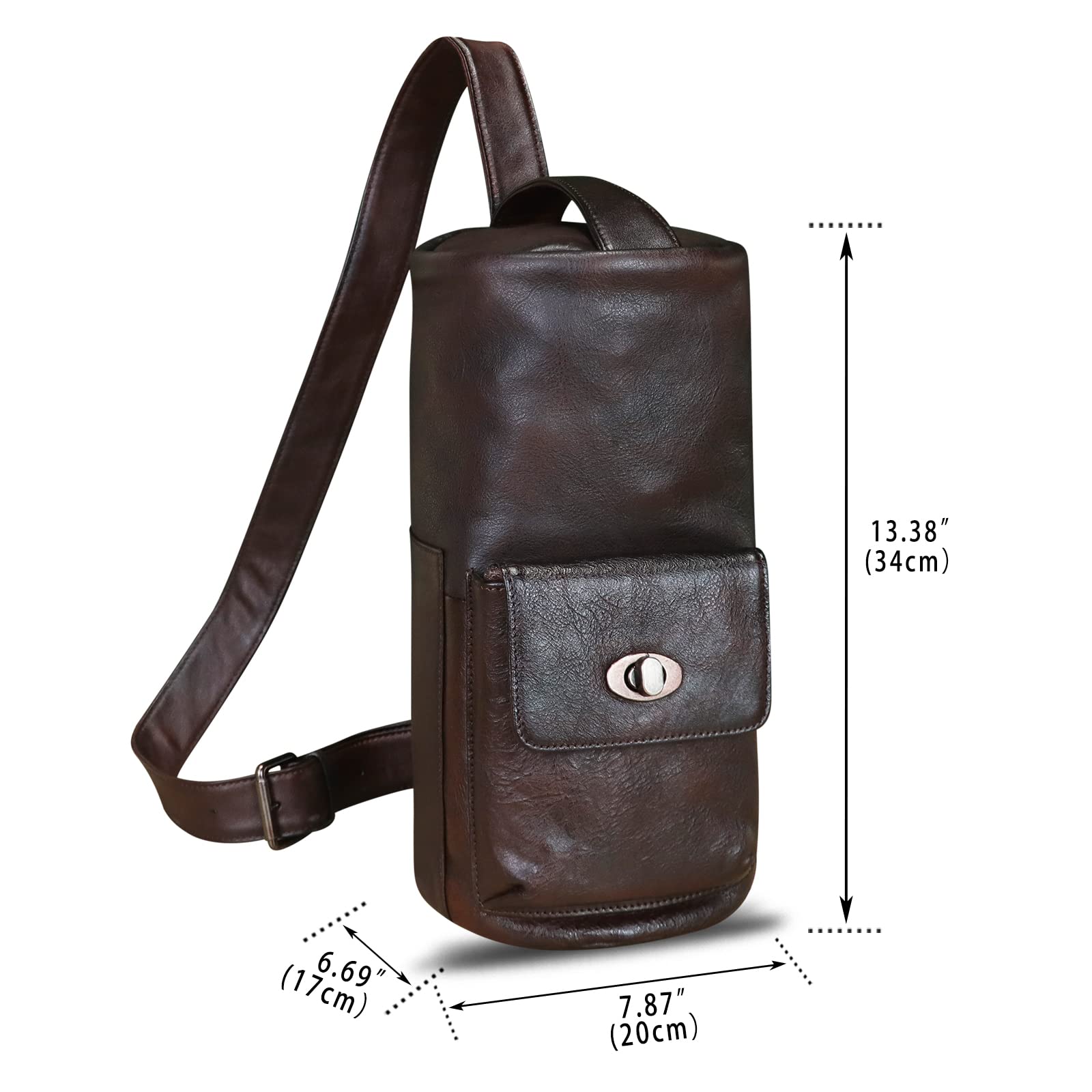 Genuine Leather Sling Bag for Men & Women - Large Crossbody Shoulder Backpack - Durable Real Leather Chest Purse - Perfect for Travel, Work & Everyday Use