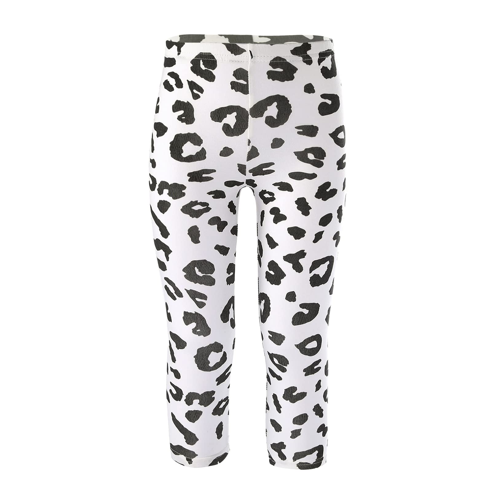 Girls' Stretchy Waist Cotton Spot Print Leggings - Skinny Yoga Pants for Gymnastics, Fitness & Casual Wear - Comfortable Capri Trousers for Kids' Sports, Dance & Everyday Outfits