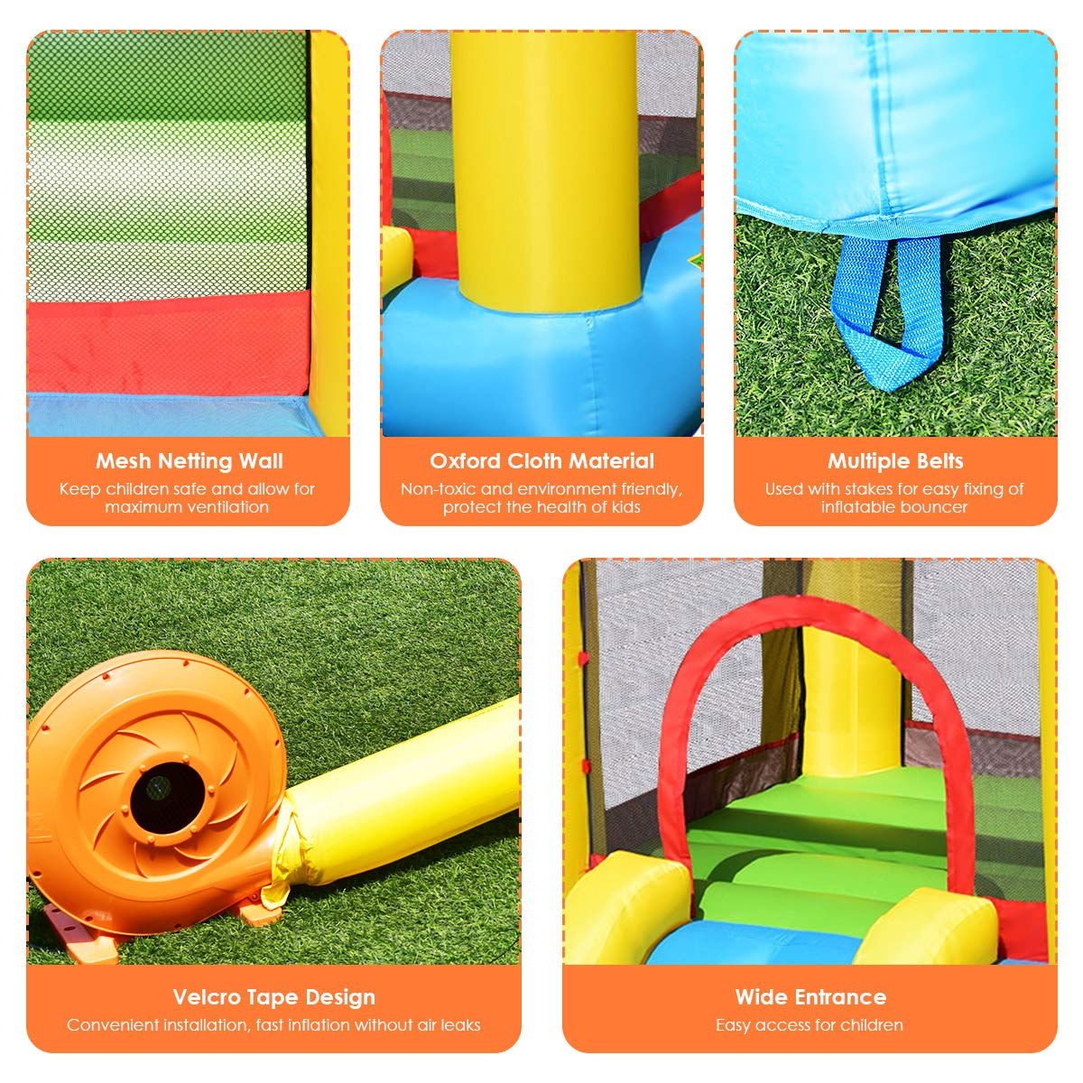 Costzon Inflatable Water Slide Bounce House with Ball Pit & Splash Pool - Kids Outdoor Bouncy Jump Castle with 480W Blower - Perfect for Backyard Parties, Summer Fun & Birthday Gifts