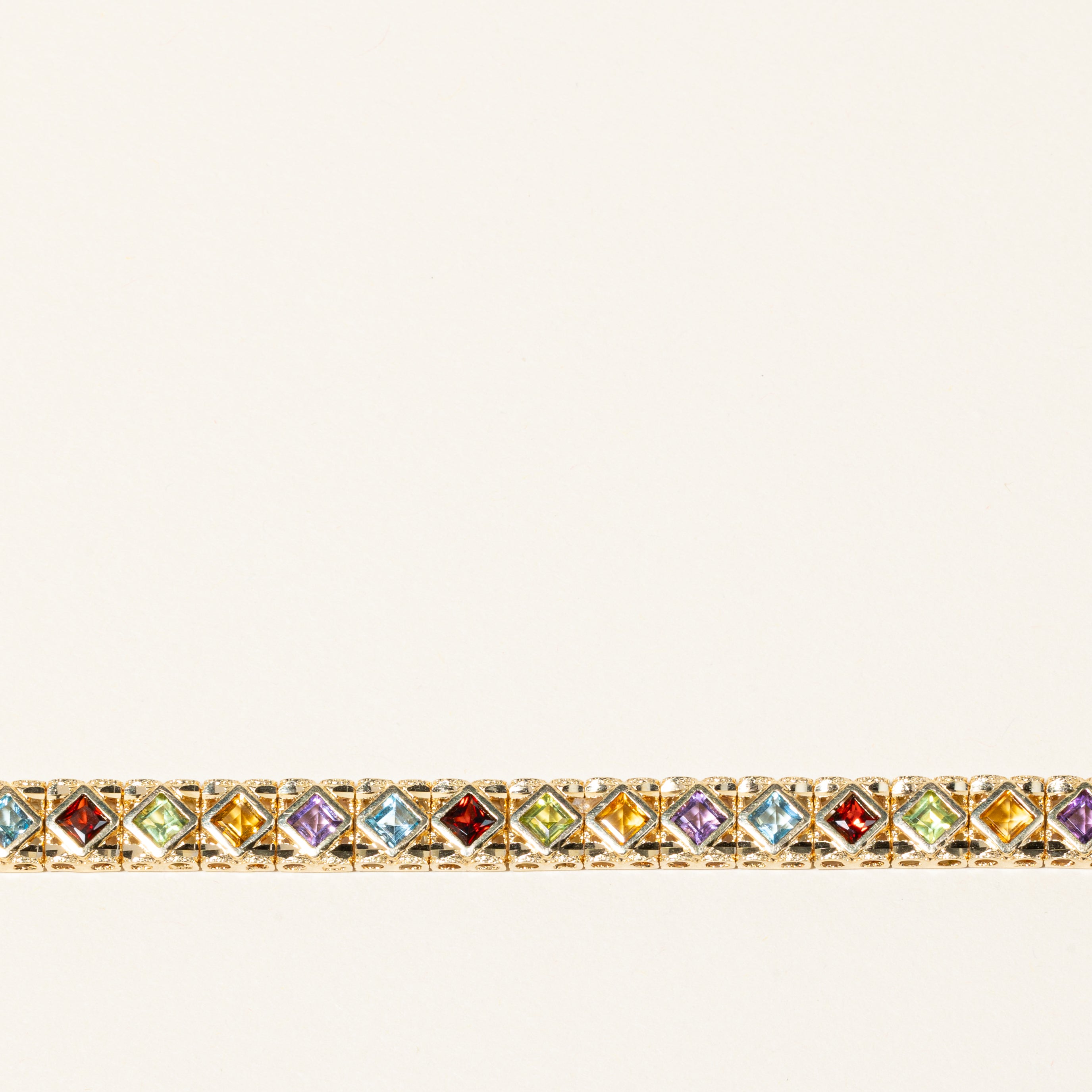 14K Yellow Gold Multi Gemstone Bracelet - 6.9ctw Natural Gemstones | 7 Inch Adjustable | Elegant Jewelry Gift for Women | Perfect for Weddings, Parties & Special Occasions