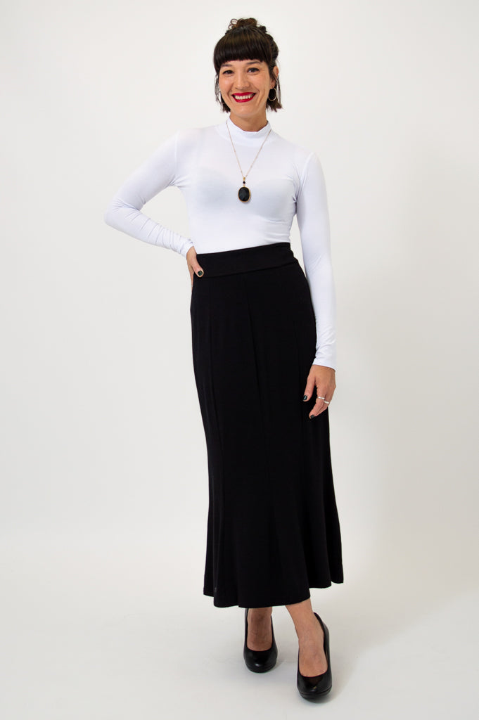 Premium Richmond Skirt for Women - Soft Bamboo Fabric, Classic Black Color - Perfect for Office Wear, Casual Outings & Summer Fashion