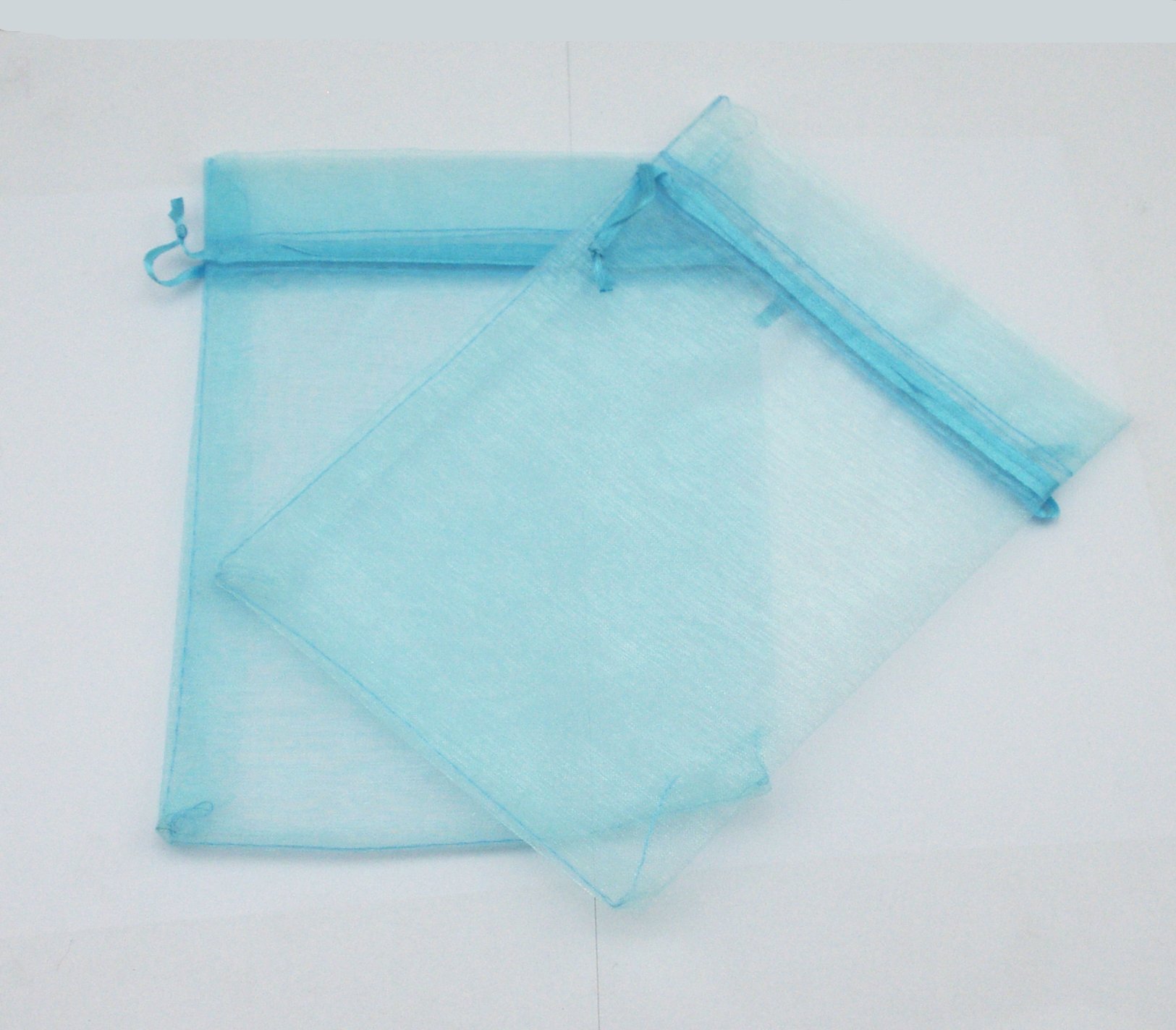50 Pcs 6x8 Inch Baby Blue Organza Drawstring Bags - Wedding Favor Pouches for Jewelry, Party Favors, Bridal Shower Gifts & Special Occasions