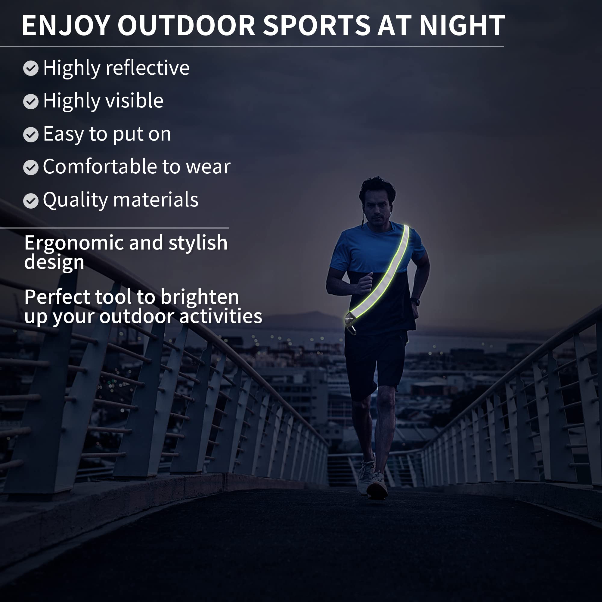 High Visibility Reflective Running Belt - Reflective Safety Sash for Night Jogging, Walking & Cycling - Adjustable Reflective Gear for Runners, Pedestrians & Outdoor Activities in Low Light Conditions