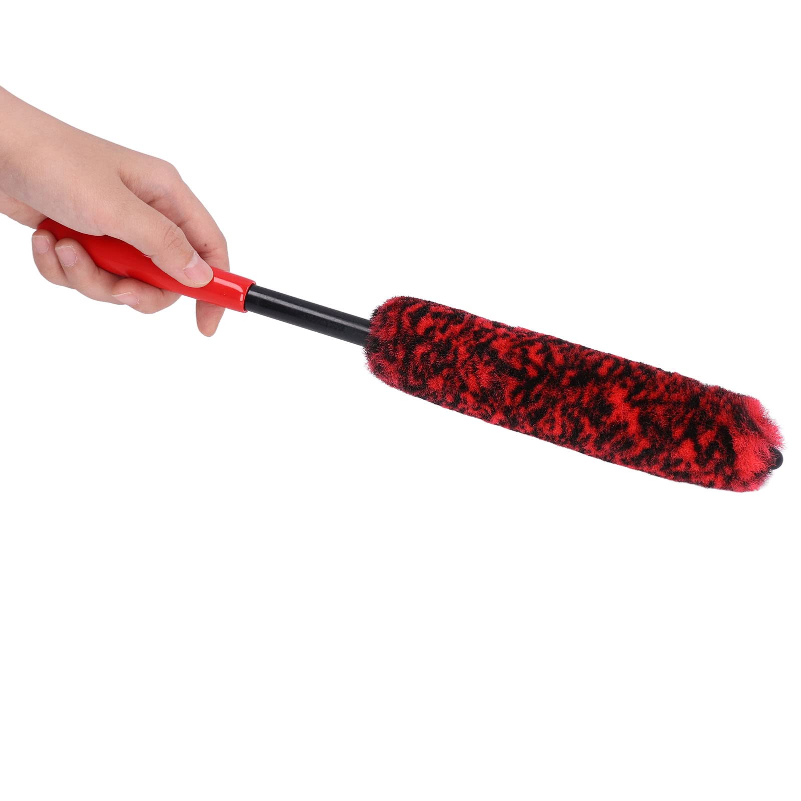 Universal Car Wheel Hub Cleaning Brush - Flexible Long Handle Tire Detailing Brush for Alloy Rims & Fenders (Red) - Perfect for Car Wash, Auto Detailing & Wheel Maintenance