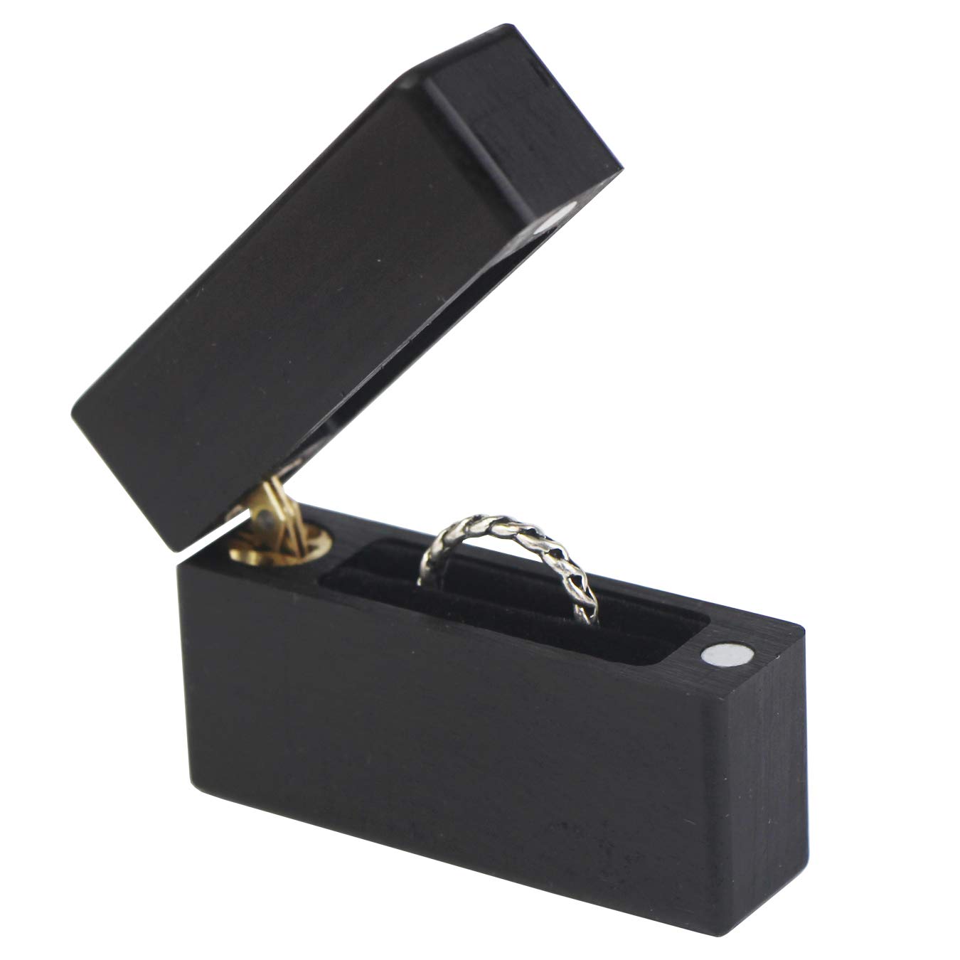 UOOOM Wooden Ring Box - Slim Portable Jewelry Case for Engagement Rings, Wedding Bands & Anniversary Gifts - Valentine's Day Proposal Present (Black) - Perfect for Romantic Surprises & Special Occasions