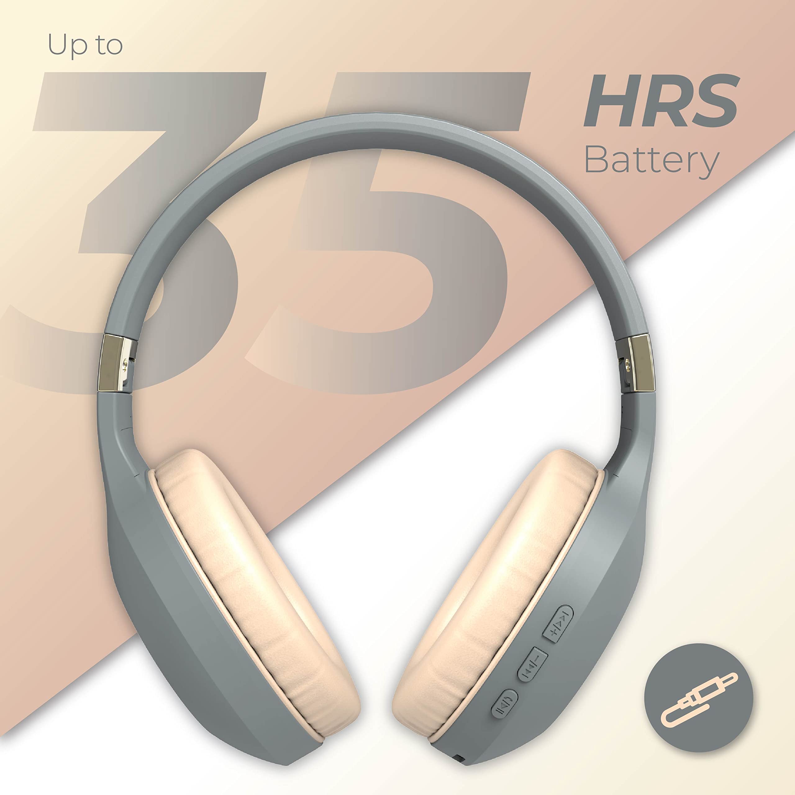 PowerLocus Wireless Bluetooth Over-Ear Headphones with Hi-Fi Stereo & Deep Bass, Foldable Design with Soft Earmuffs & Built-in Mic - for Phone, Tablet, PC (Perfect for Travel, Gaming & Office Work)