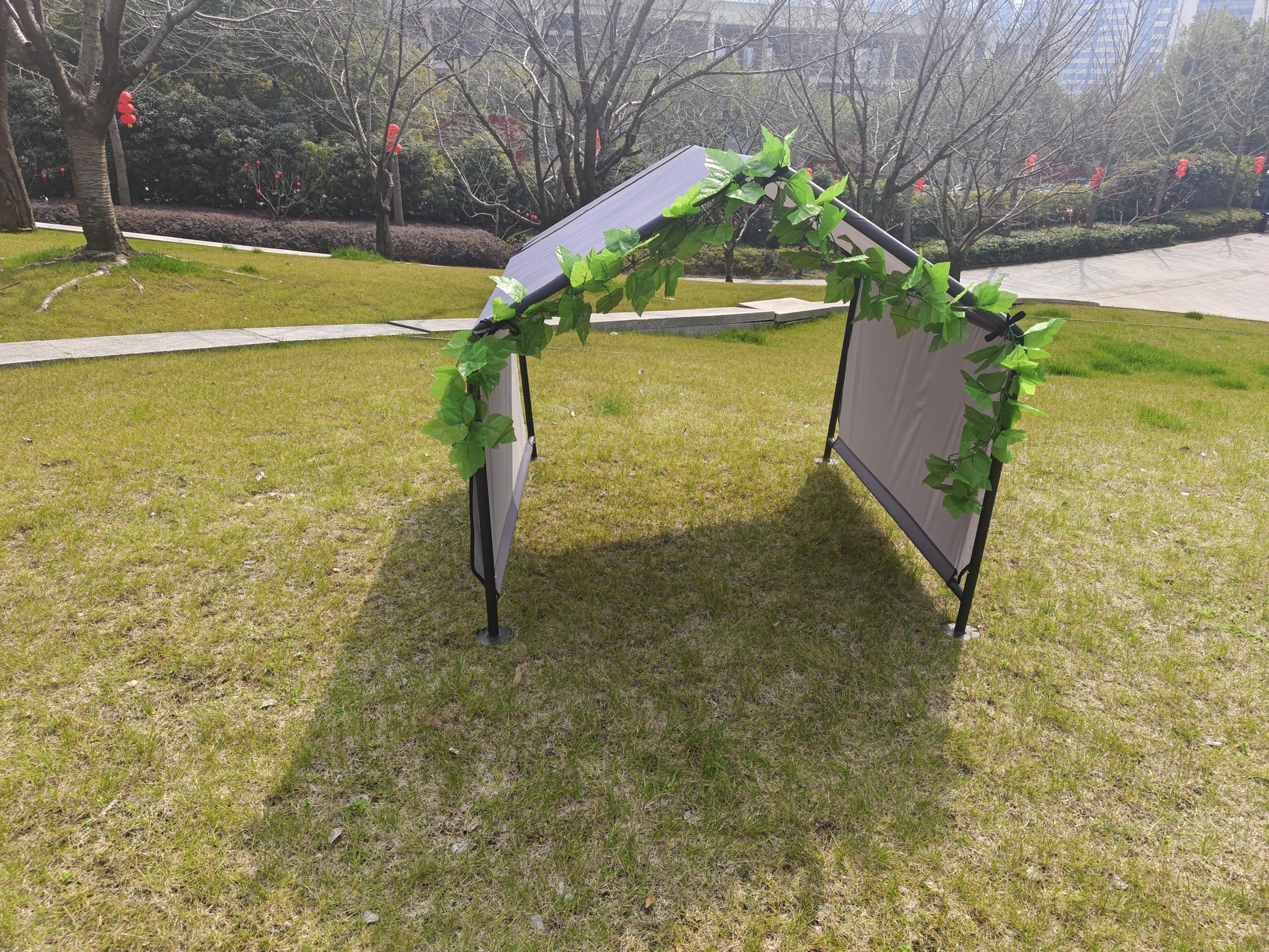 Waterproof Dog Shade Shelter Tent for Small Medium Large Dogs - Sun Protection Outdoor Pet House with Upgraded Doors & Ground Nails - Perfect for Backyard, Camping, Beach, and Patio Use