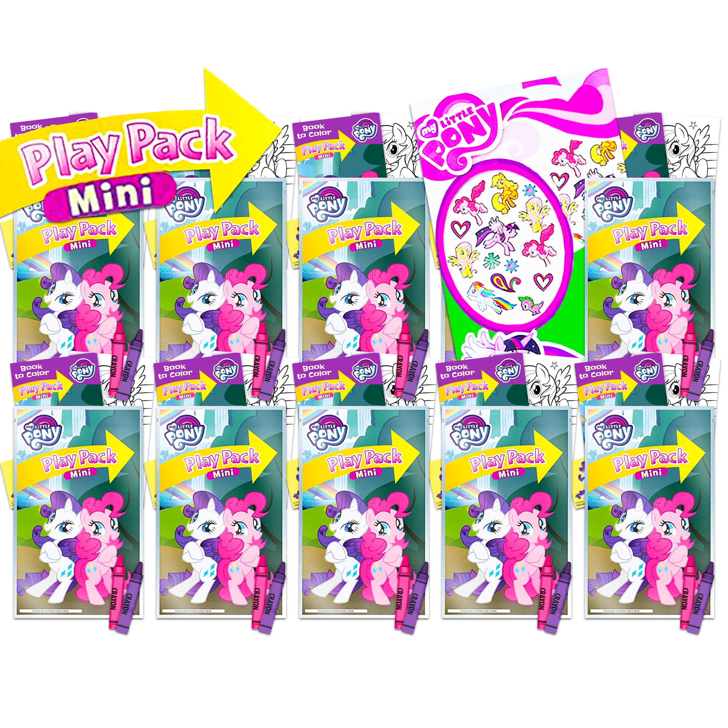 My Little Pony Classroom Prize Pack - 10 Mini Play Sets with Stickers, Coloring Books, Crayons & Temporary Tattoos | Perfect for Kids Party Favors, School Rewards & Birthday Gifts