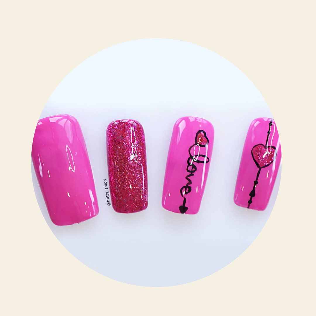 Mitty Platinum Glitter Pop Pink Nail Polish - 15ml Long Lasting Shimmer Polish for Women, Perfect for Parties, Weddings & Special Occasions