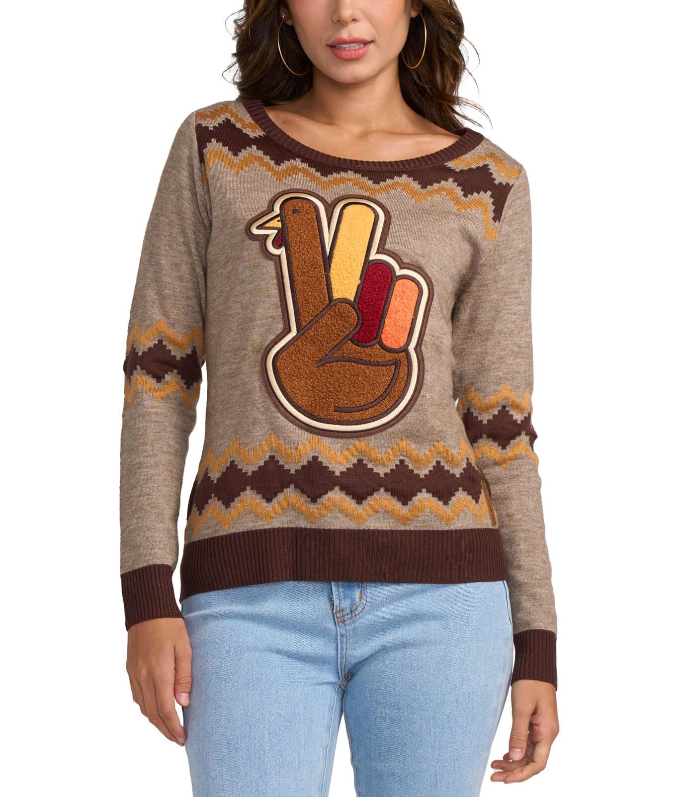 Tipsy Elves Women's Thanksgiving Sweater - Funny Ugly Christmas Pullover for Women | Cozy Holiday Knitwear for Family Gatherings & Office Parties