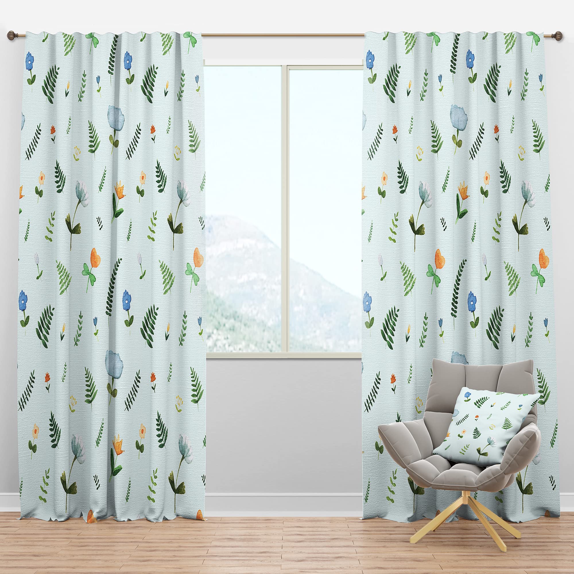 DesignQ Blackout Curtains - Retro Floral Pattern IX - Thermal Insulated Bedroom & Living Room Curtains - Single Panel 52x95 Inches - Perfect for Light Blocking, Privacy & Energy Efficiency
