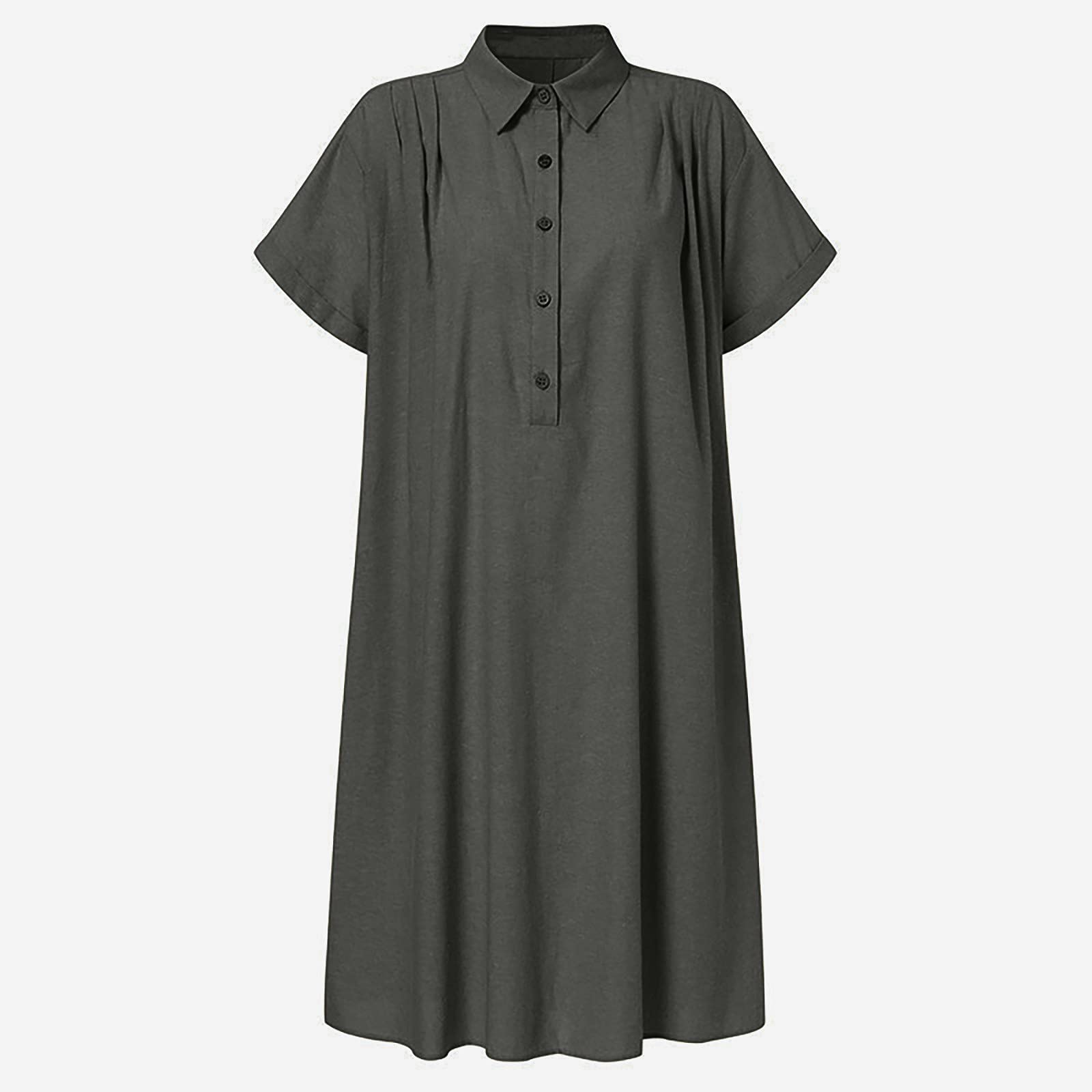 Linen Shirt Dress for Women - Short Sleeve Button Up with Pockets | Beach & Summer Wear