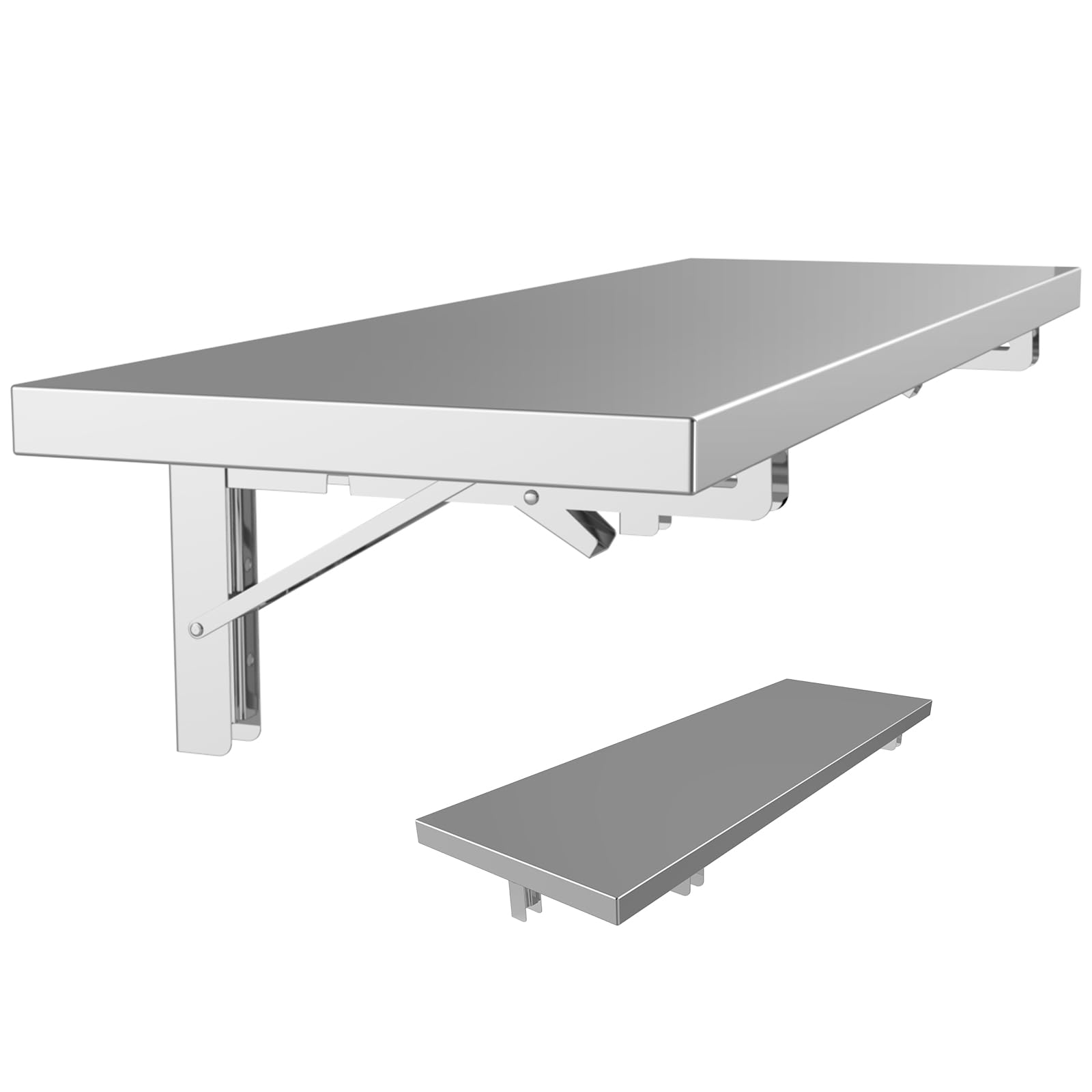 60 x12 Inch Folding Stainless Steel Wall Shelf - Heavy Duty Concession Shelf for Food Trailers, Concession Windows & Outdoor Events - Space Saving Metal Food Serving Shelves for Restaurants, Food Trucks & Catering Businesses