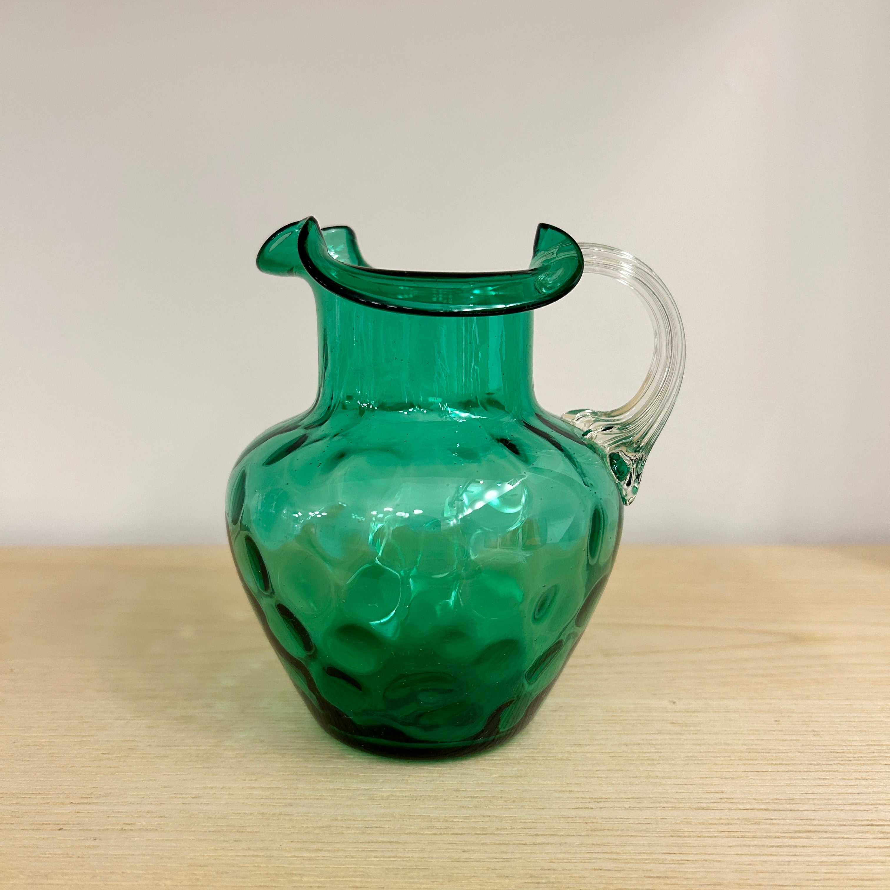 Handmade Small Blown Glass Pitcher - Elegant Water & Juice Serving Carafe for Home, Dining & Entertaining - Perfect for Tea, Cocktails & Decorative Display
