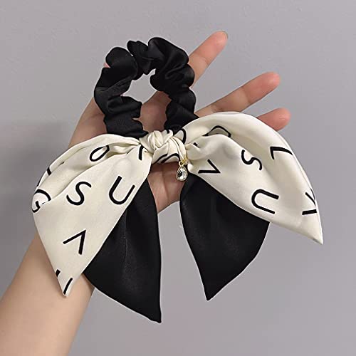 YFQHDD Women's Chiffon Bowknot Elastic Hair Bands - Solid Color Scrunchies Headbands for Women & Girls, Ponytail Holders & Hair Ties (Set of 6) - Perfect for Work, Gym, Wedding & Daily Hair Accessories