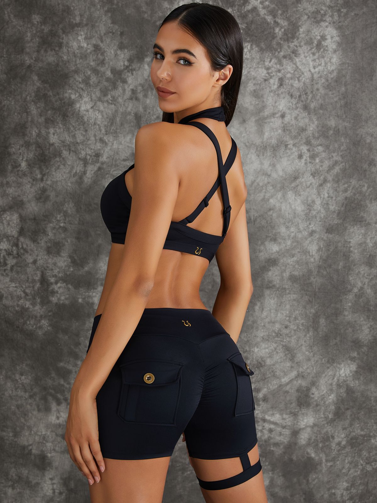 ZASUWA Women's High Waisted Workout Shorts - Sexy Cut Out Mesh Pocket Scrunch Butt Lifting Gym Shorts for Running, Yoga & Fitness