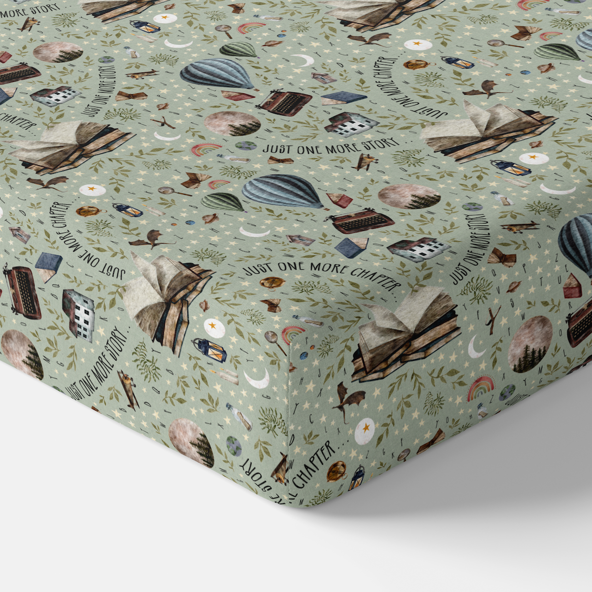 One More Story Crib Sheet - Soft Organic Cotton Baby Crib Fitted Sheet for Nursery, Toddler & Kids Bed - Perfect for Daycare, Travel & Home Use