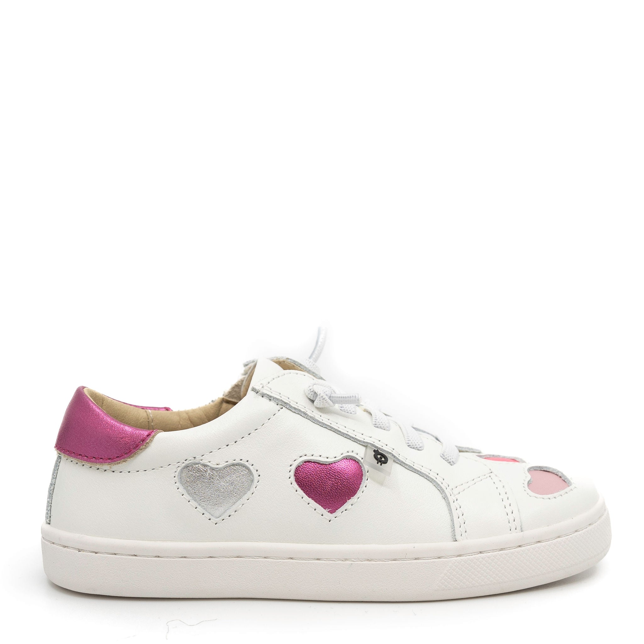 Old Soles White and Pink Heart Sneakers for Girls - Cute Casual Shoes for School, Play & Everyday Wear | Comfortable Lightweight Walking Shoes for Kids