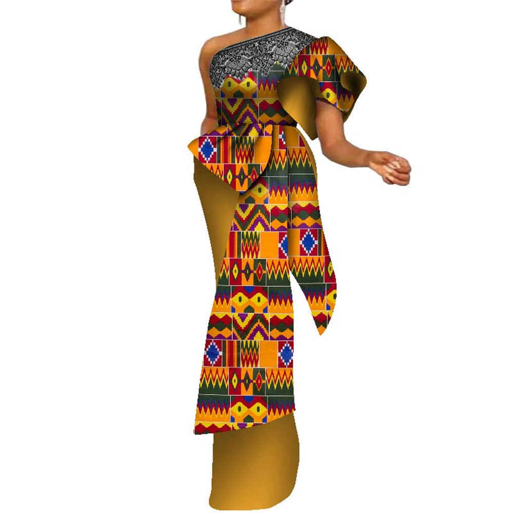 Stylish African Print Single Shoulder Dresses for Women - Traditional Ankara Kente Pencil Skirt - Perfect for Evening Parties, Weddings & Special Occasions | Elegant Formal Wear & Cultural Celebration Outfit