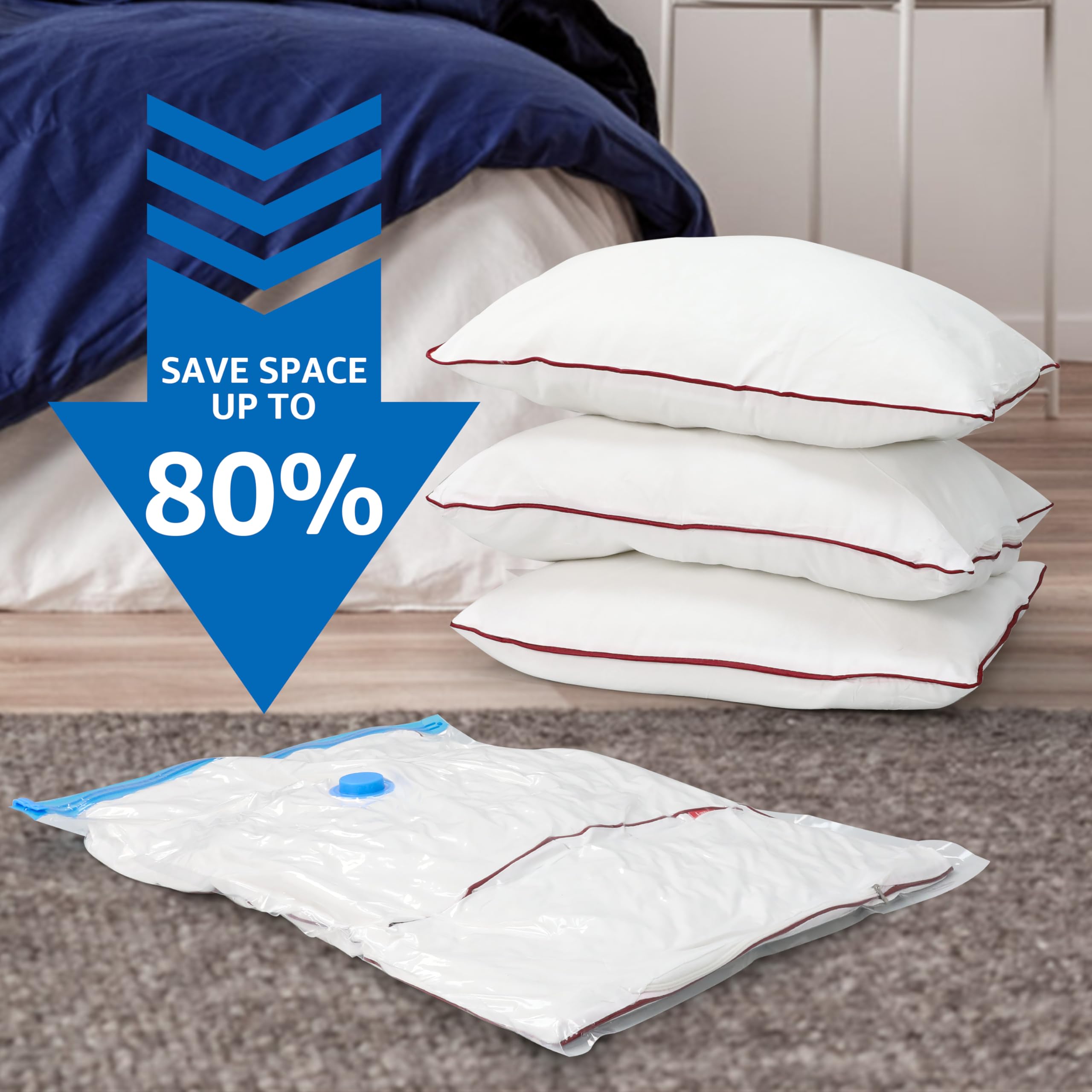 Simple Deluxe 32-Pack Vacuum Storage Bags (5 Jumbo/5 Large/6 Medium/6 Small/5 Roll M/5 Roll S) - Space Saver Bags with Hand Pump for Comforters, Blankets, Bedding, Pillows & Clothes - Perfect for Seasonal Storage, Travel & Home Organization